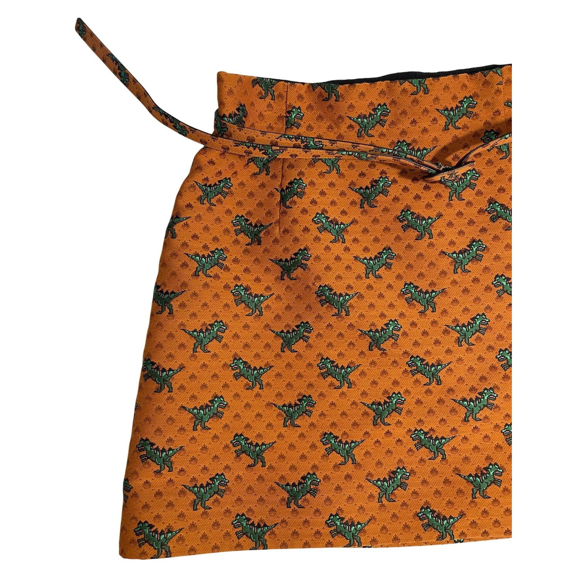 Dior Dior Orange Skirt With Green Dinosaur Pattern & Adjustable B Size 38" / US 16 / IT 52 - 7 Thumbnail