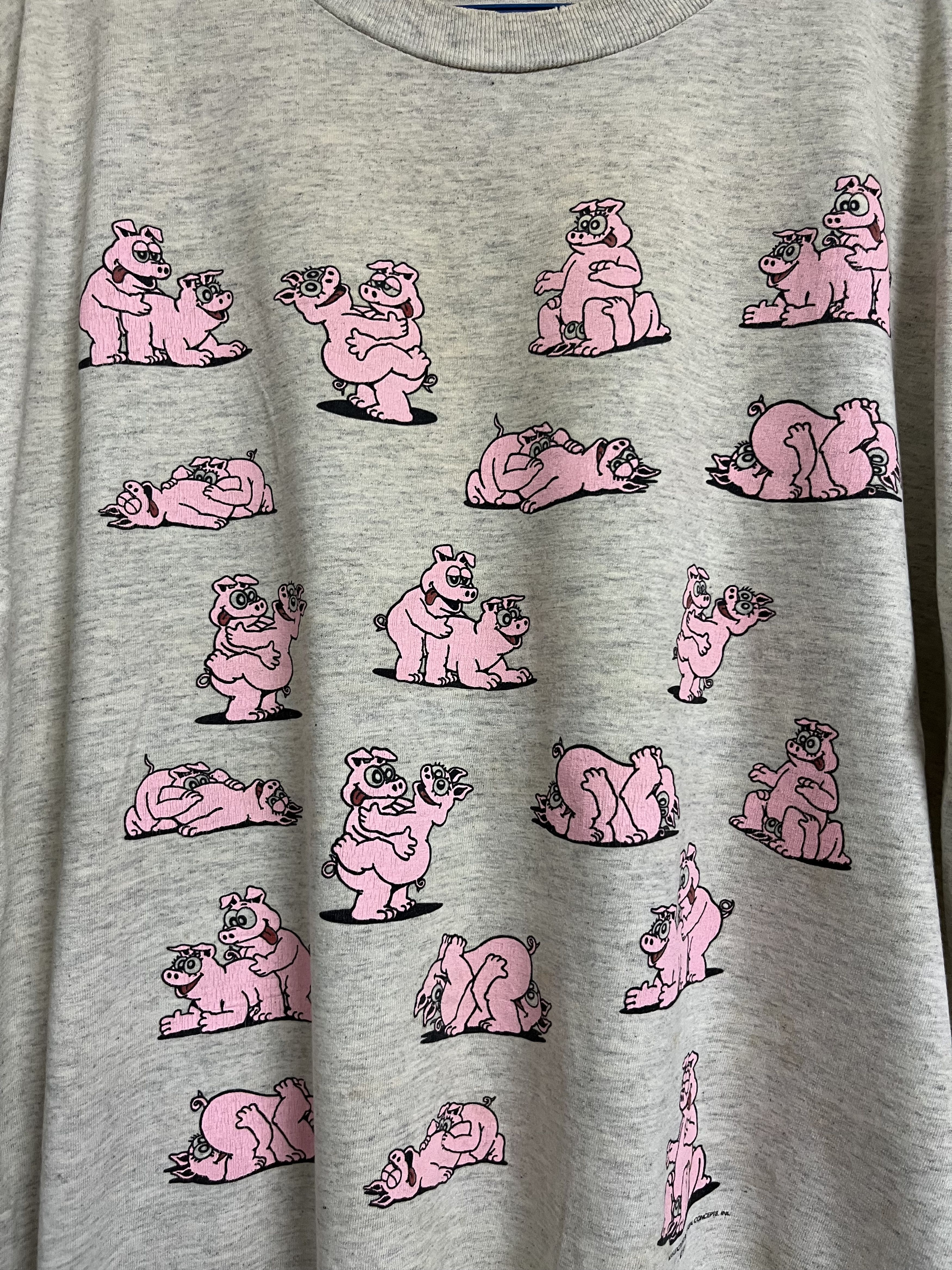 Band Tees 🔥 90s COASTAL CONCEPTS Pink PIGGY SEX Intercourse Naked Tee Size US XL / EU 56 / 4 - 2 Thumbnail