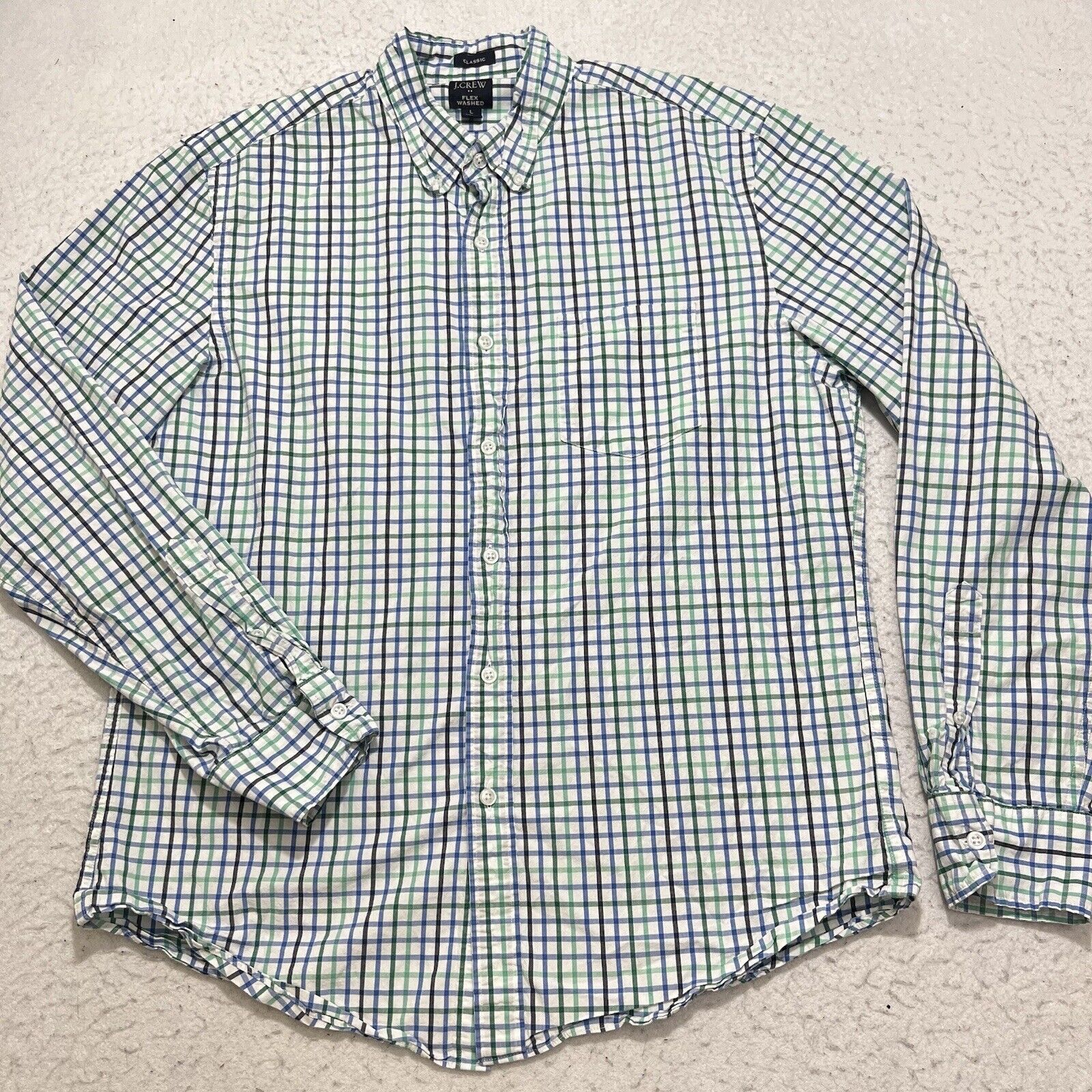 J.Crew J. Crew Button Up Blue Green Plaid Striped Dress Shirt Size US L / EU 52-54 / 3 - 1 Thumbnail