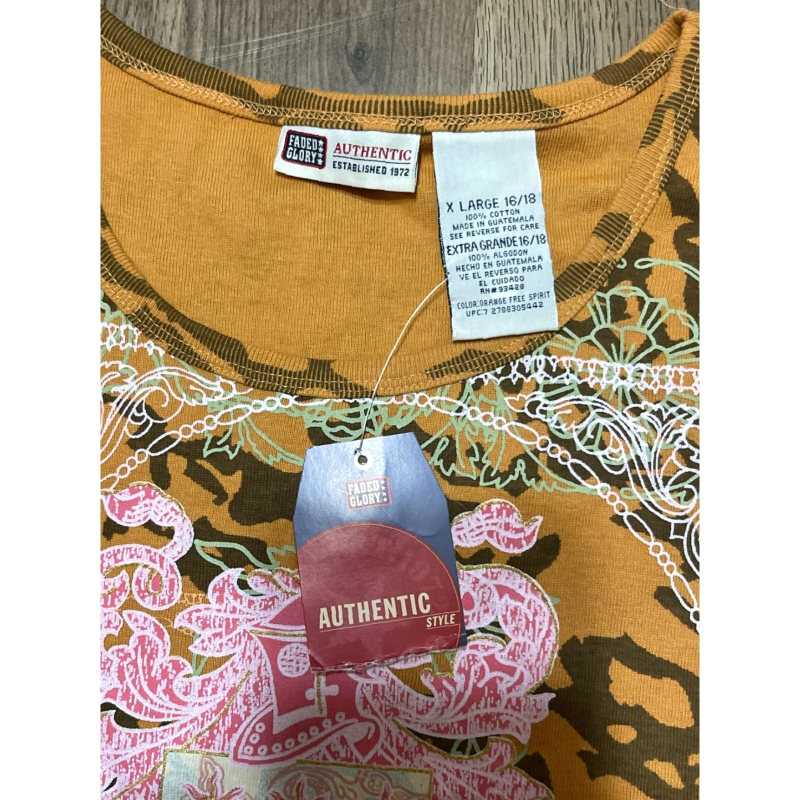 Faded Glory Faded Glory Shirt Women XL Orange Green Pink Free Spirit NWT Size XL / US 12-14 / IT 48-50 - 7 Thumbnail