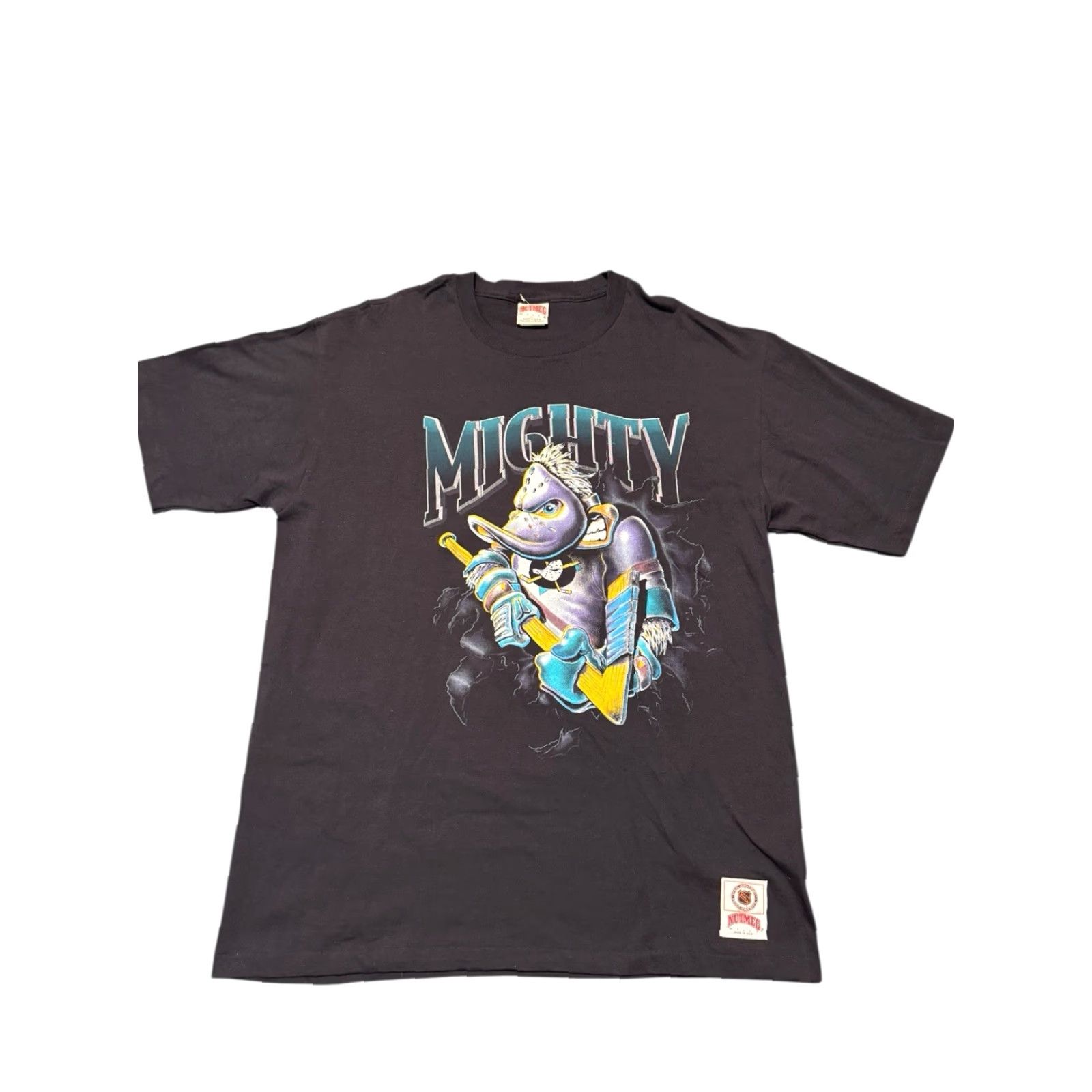 Nutmeg VINTAGE Mighty Ducks T Shirt XL Nutmeg Mills NHL Hockey Double-Sided Graphic 90s Mens Black Cotton Adult XL T-Shirt Size US XL / EU 56 / 4 - 2 Thumbnail