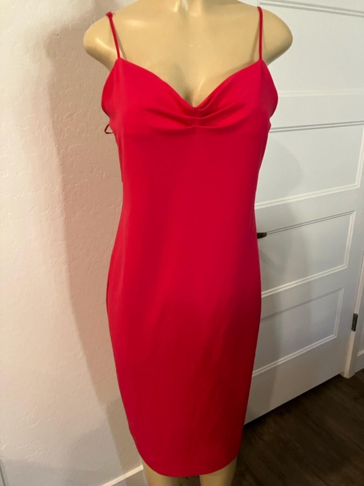 Zara Zara Hot Pinkish Red Mini Slip Dress with Cowl Neckline Size M / US 6-8 / IT 42-44 - 6 Thumbnail