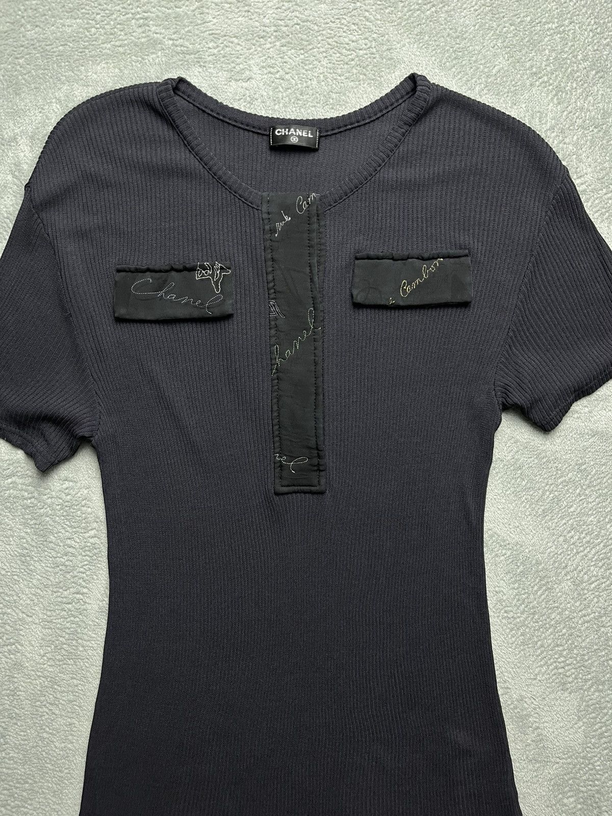Chanel Chanel - black ribbed short sleeved top Size S / US 4 / IT 40 - 4 Thumbnail