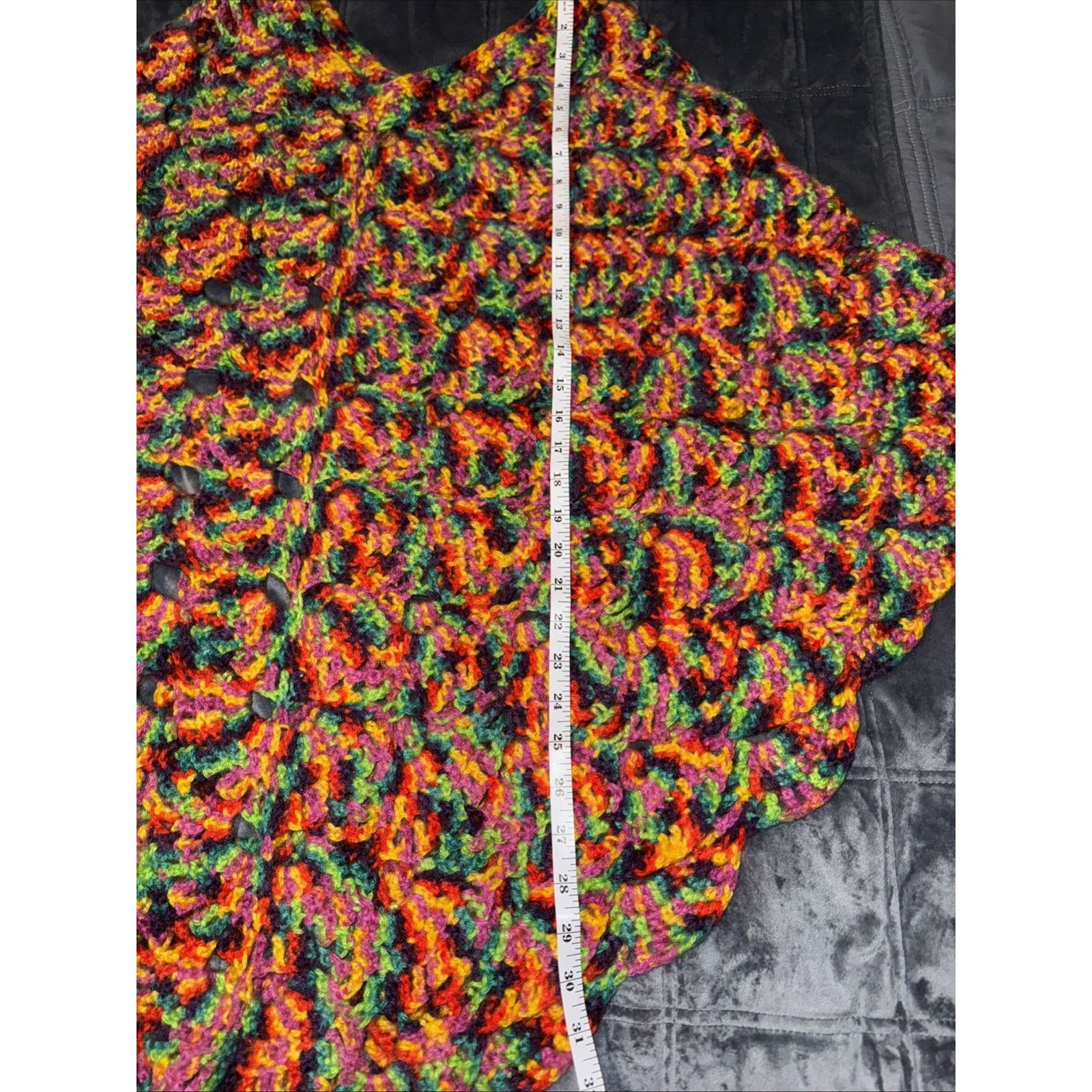Handmade Hand crocheted poncho Multicolor Boho Fairy Hippie Festival Size ONE SIZE - 6 Thumbnail