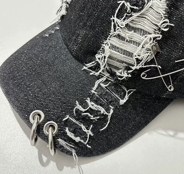 Japanese Brand Avant garde chunky dog ear distressed raw denim cap Size ONE SIZE - 5 Thumbnail
