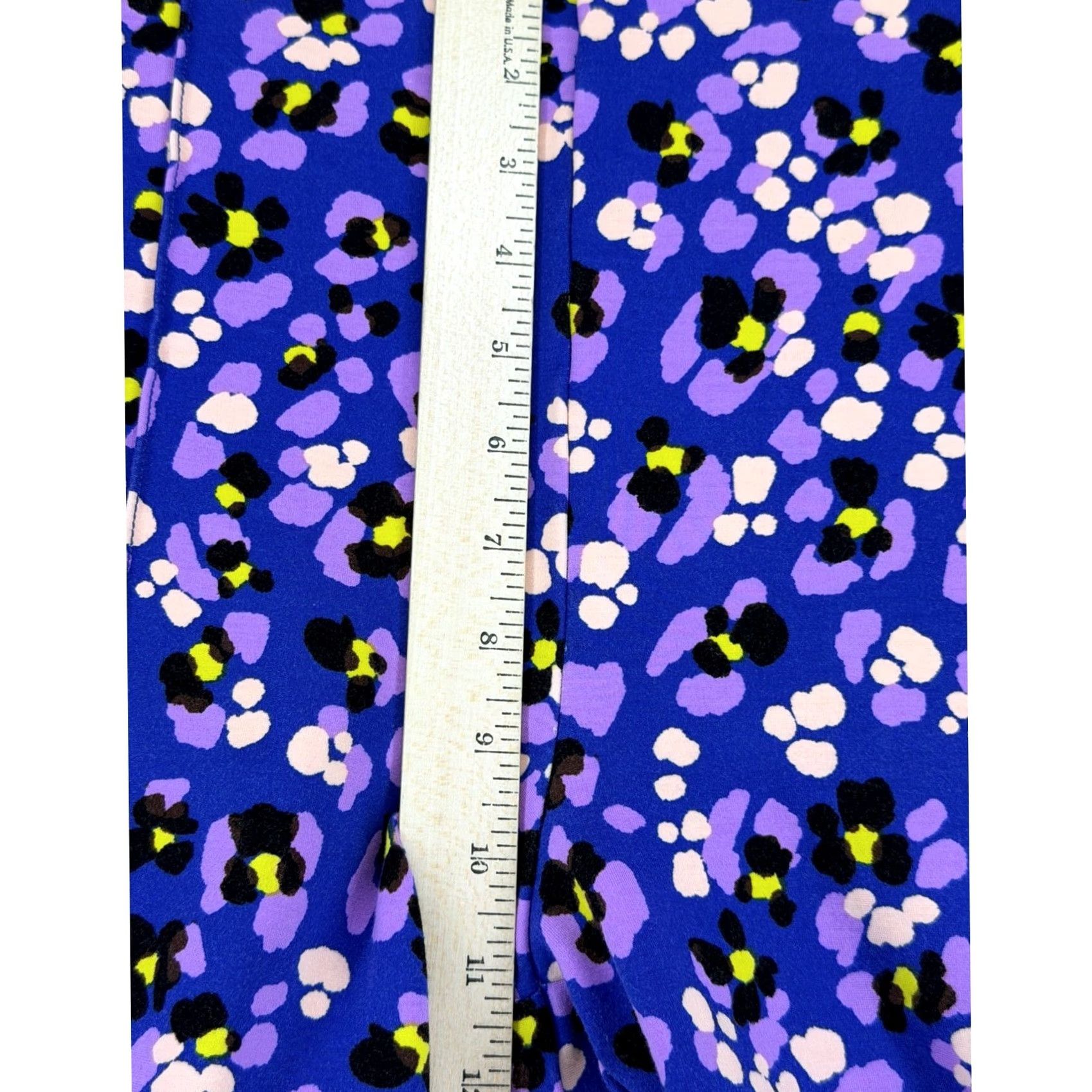 Anthropologie Maeve by Anthropologie Margot Pants Cropped Kick Flare Multicolor Leopard Floral Blue Purple Yellow Woman L Tall Slit? No, keep to original words. Size 36" / US 14 / IT 50 - 6 Thumbnail