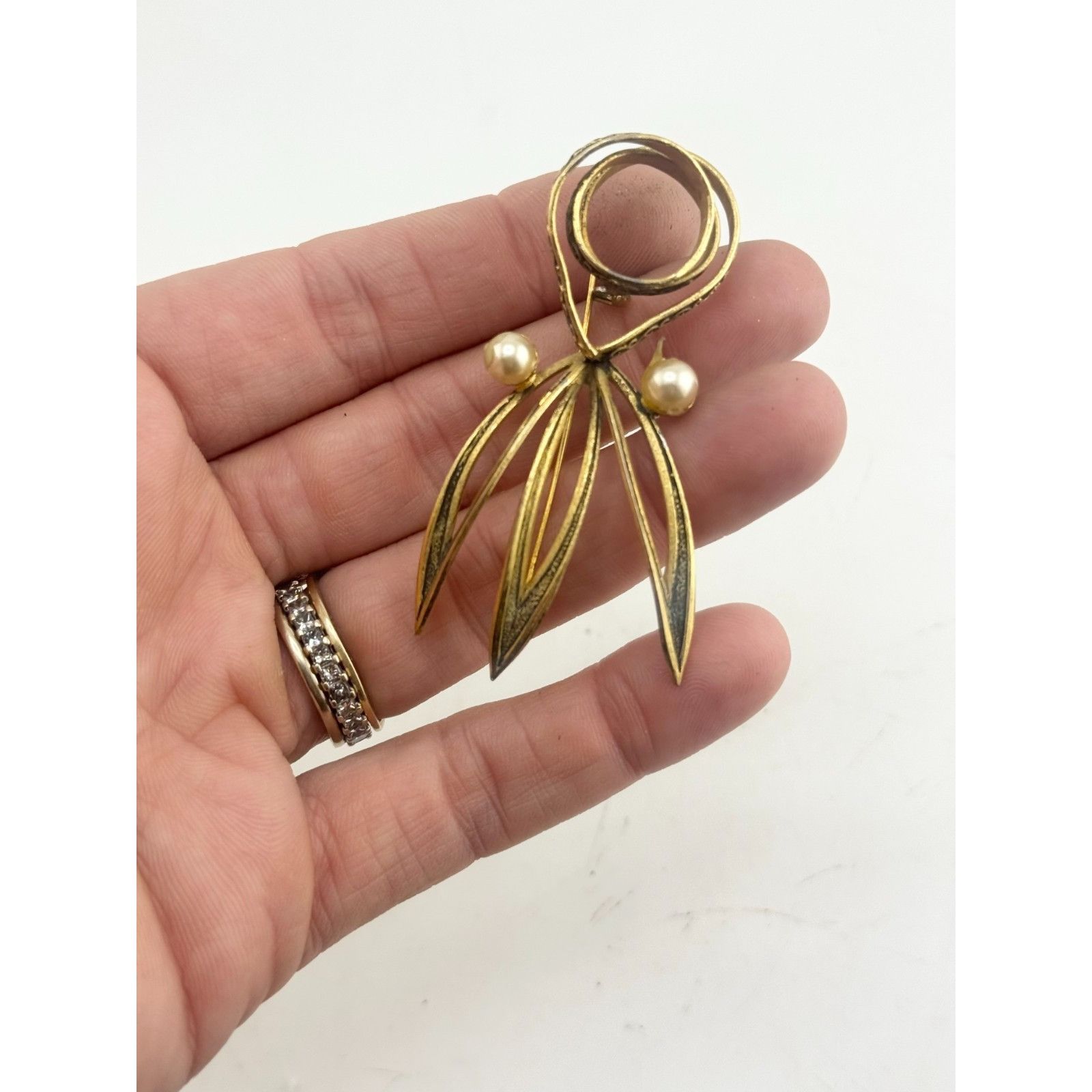 Vintage Vintage damascene enamel pearl brooch pin Size ONE SIZE - 3 Thumbnail