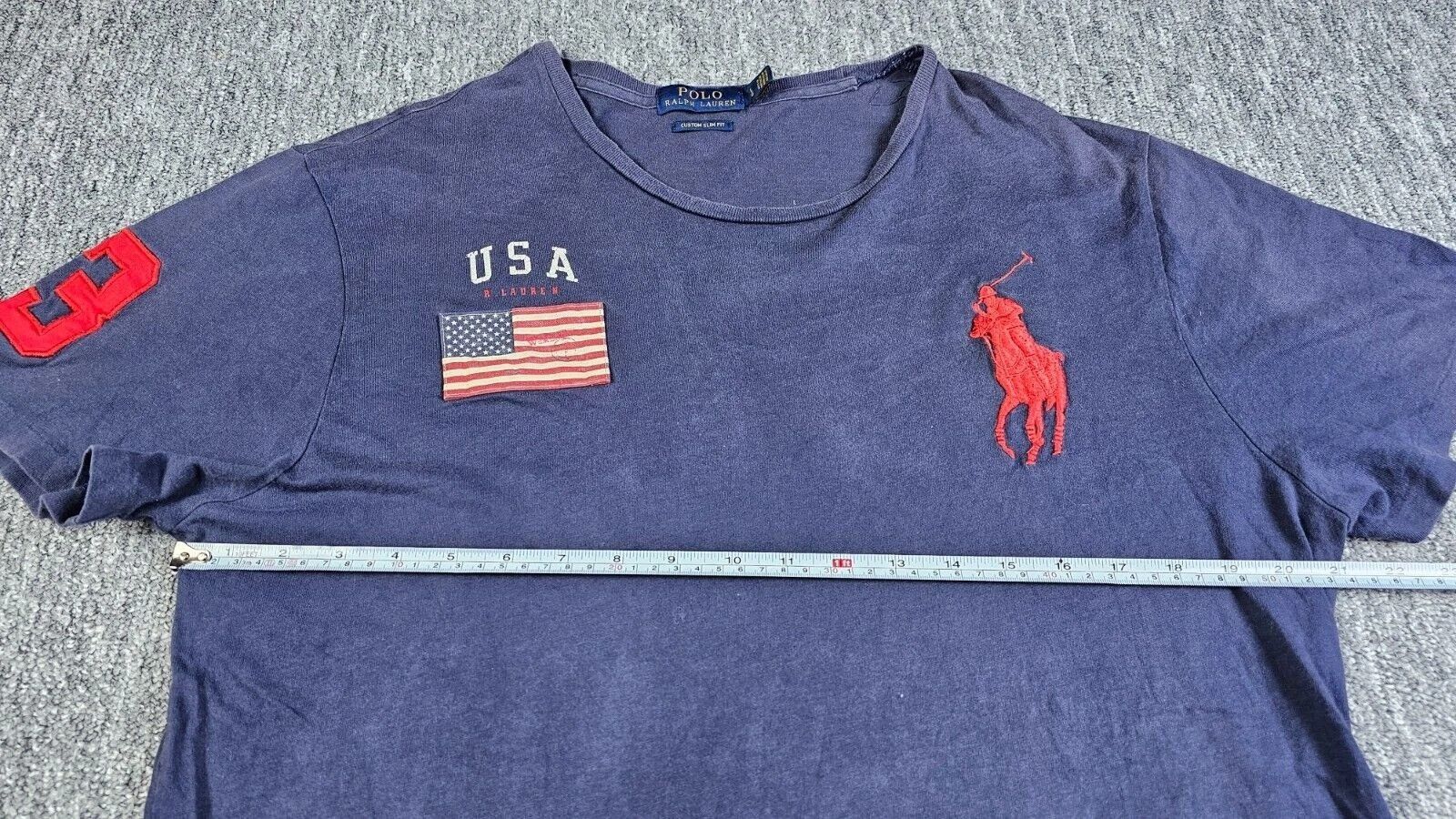 Polo Ralph Lauren Polo Ralph Lauren Big Pony USA Flag Tee Custom Slim Fit L Size US L / EU 52-54 / 3 - 10 Thumbnail
