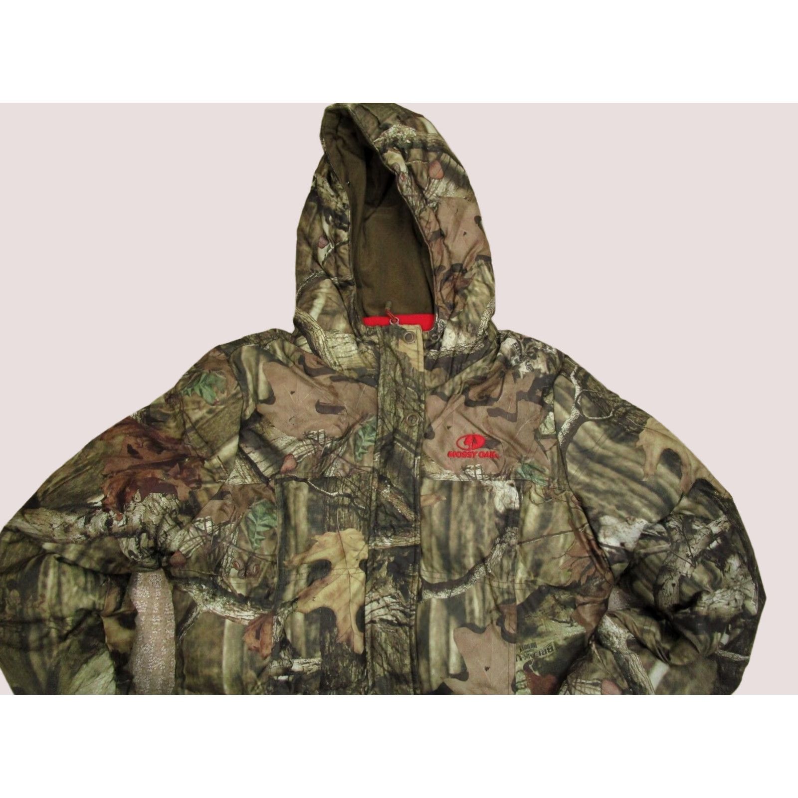 Vintage Mossy Oak Break Up Infinity Puffer Jacket Women Large Green Camouflage - Hooded, Mid-Length, Zip, Wind-Resistant, Fleece Lined, Casual Jacket Size L / US 10 / IT 46 - 1 Thumbnail