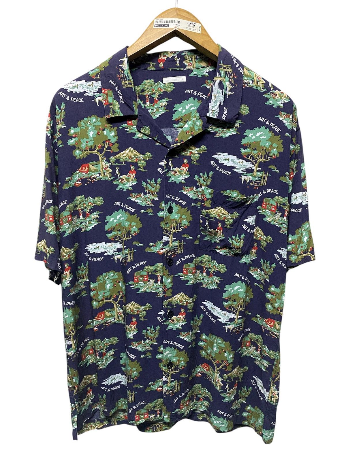GU GU Art & Peace Open Collar Rayon Shirt Size US L / EU 52-54 / 3 - 1 Thumbnail