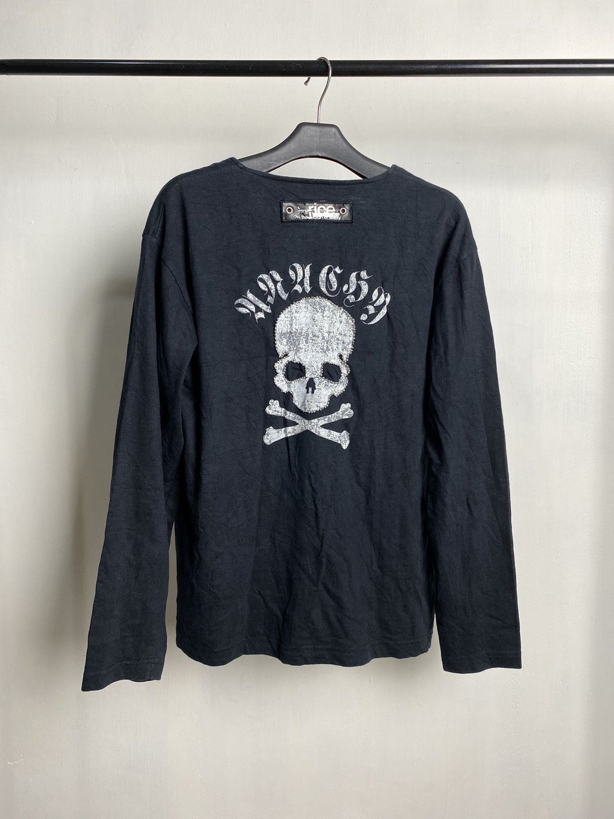 If Six Was Nine × Japanese Brand × Le Grande Bleu (L.G.B.) Dengerous Warning Skull Laces Up Longsleeve Size US M / EU 48-50 / 2 - 2 Thumbnail