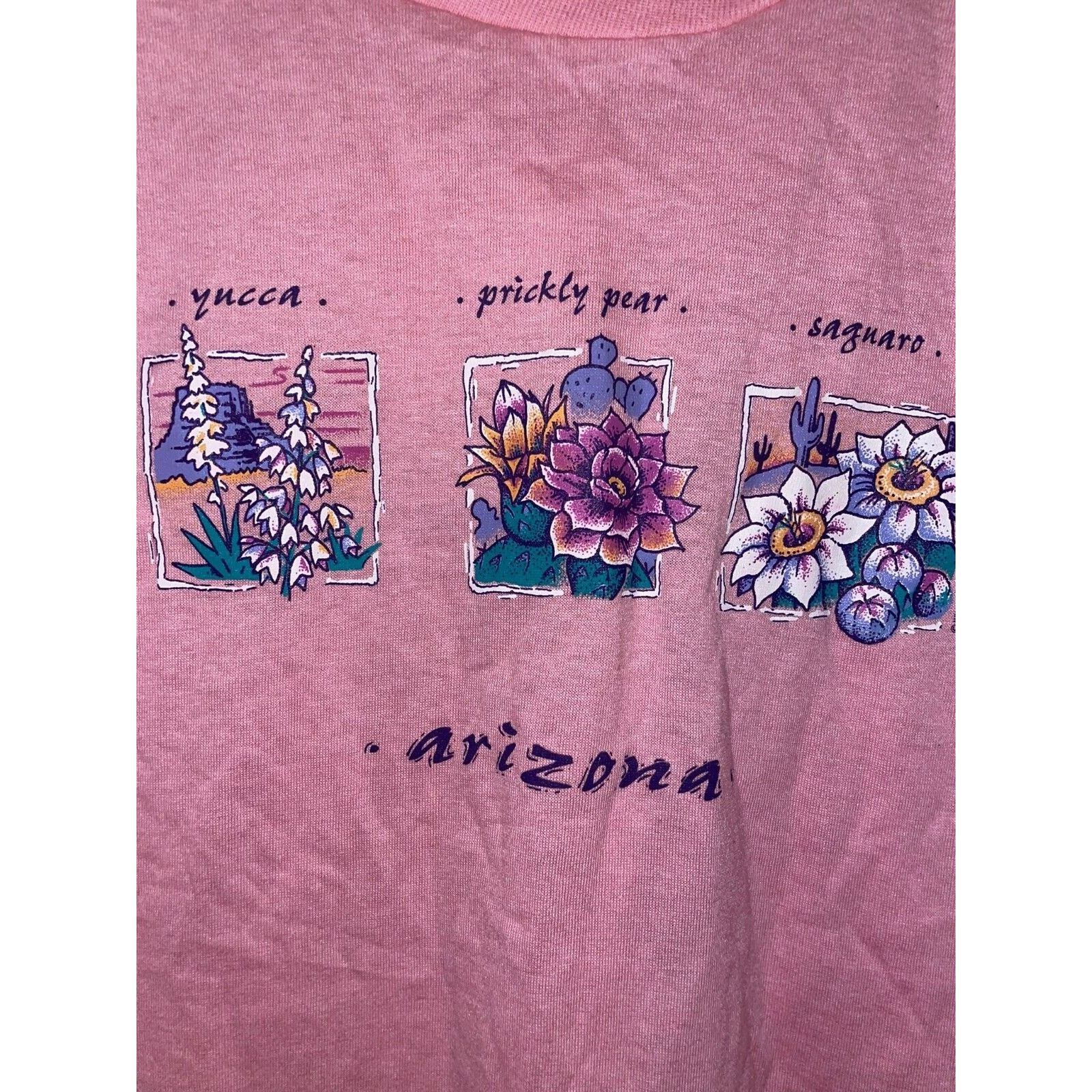 Jerzees Vintage Arizona Flower Shirt Yucca Prickly Pear AZ Tee 90s L Size US L / EU 52-54 / 3 - 5 Thumbnail