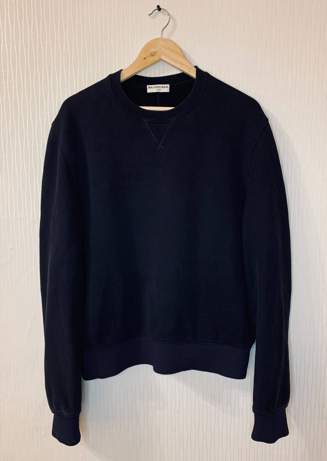 Balenciaga Balenciaga Intarsia Hem Fleece-back Cotton Sweatshirt Size US M / EU 48-50 / 2 - 2 Thumbnail