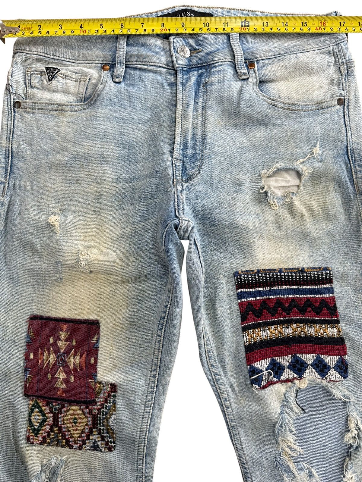 Guess Vintage Guess Patchwork Destressed Jeans Size US 34 / EU 50 - 10 Thumbnail