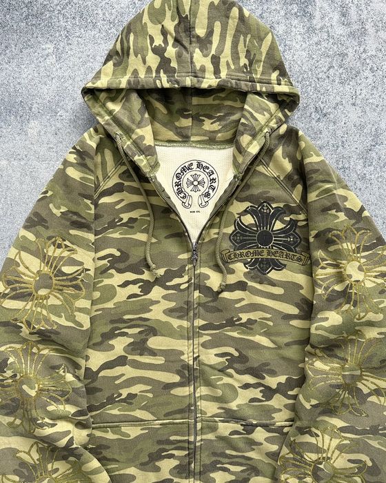 Chrome Hearts Chrome Hearts Camo Thermal Lined Zip Hoodie | Grailed