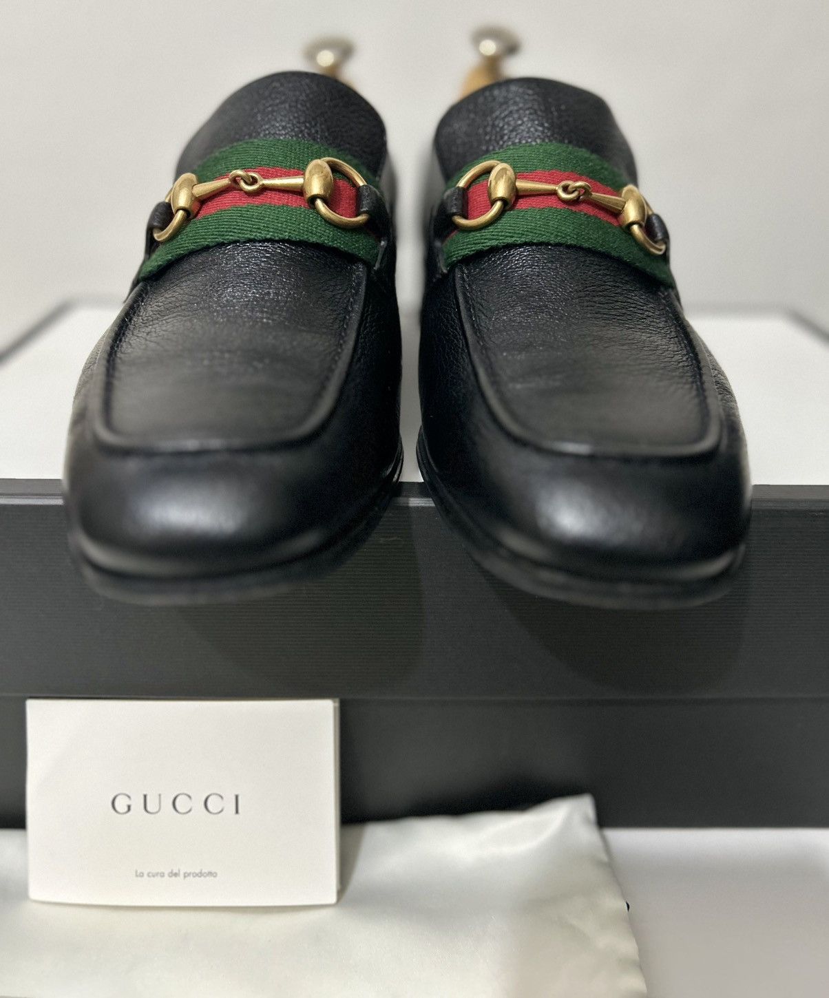Gucci Gucci GG Bonnie Black Leather Horsebit Web Loafers UK8 Size US 8 / EU 41 - 10 Thumbnail