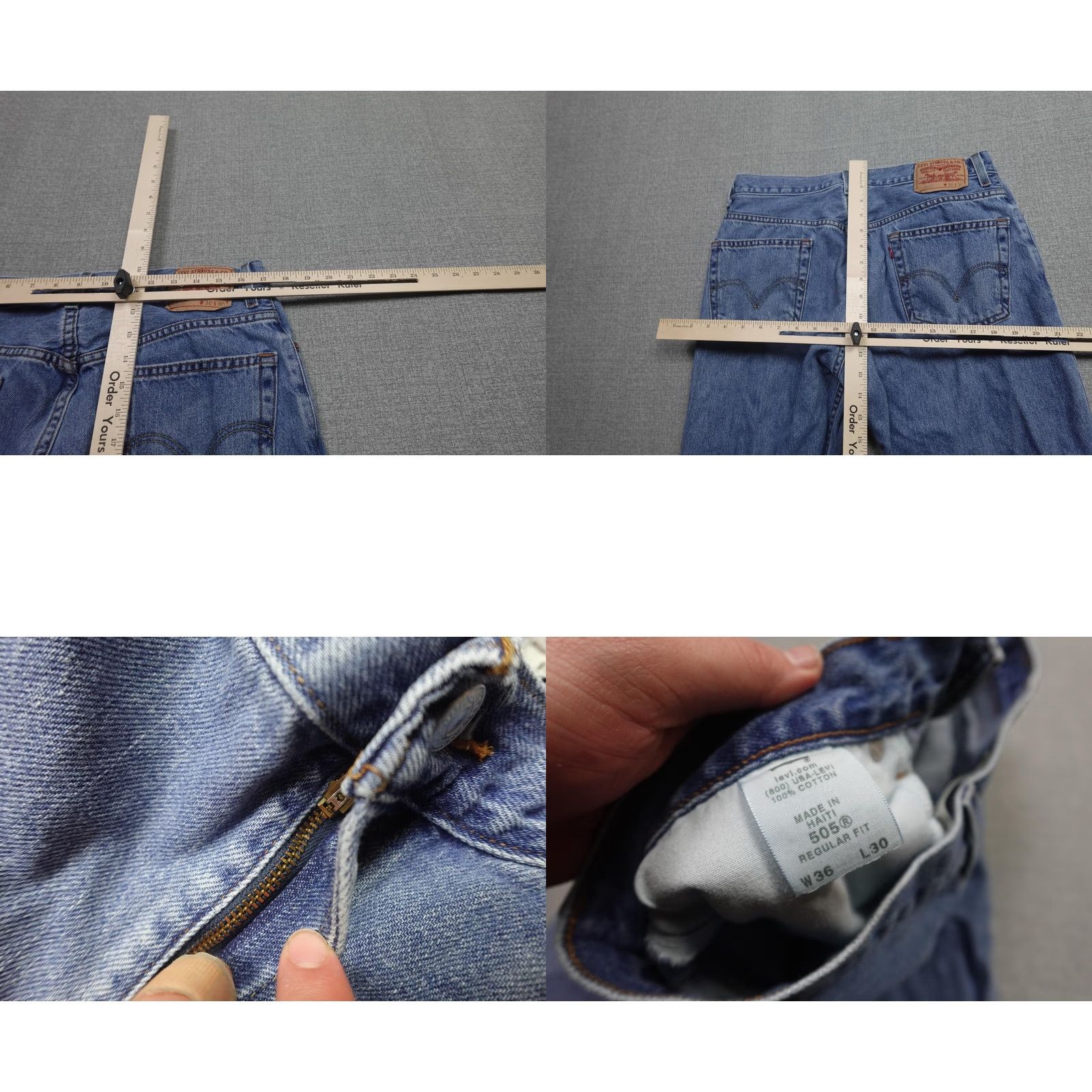 Levi's Levi's 505 Regular Fit Jeans Mens 36x30 Blue Medium Wash Denim Straight Leg Size US 36 / EU 52 - 8 Thumbnail