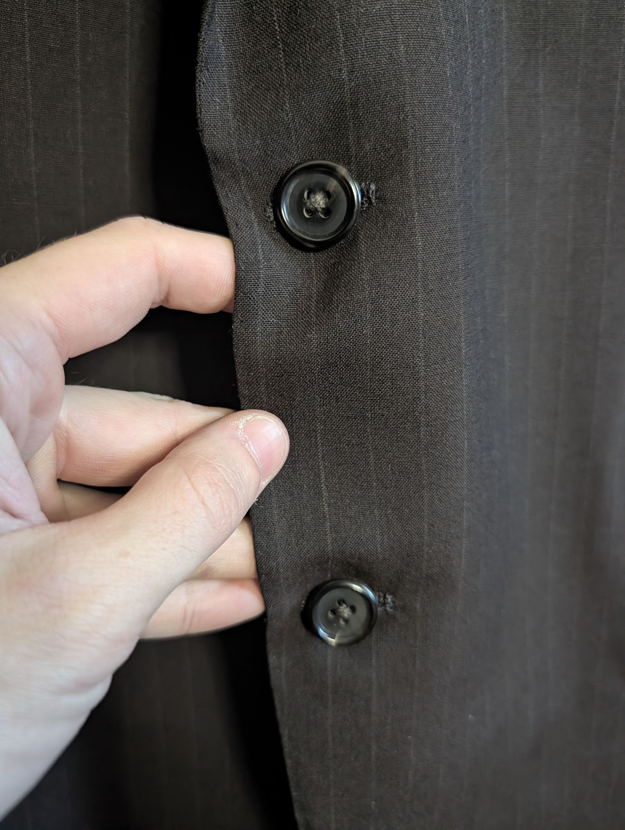 Oxxford Clothes 2pc Brown Pinstripe Super 100s Handmade Suit 44R Size 44R - 4 Thumbnail