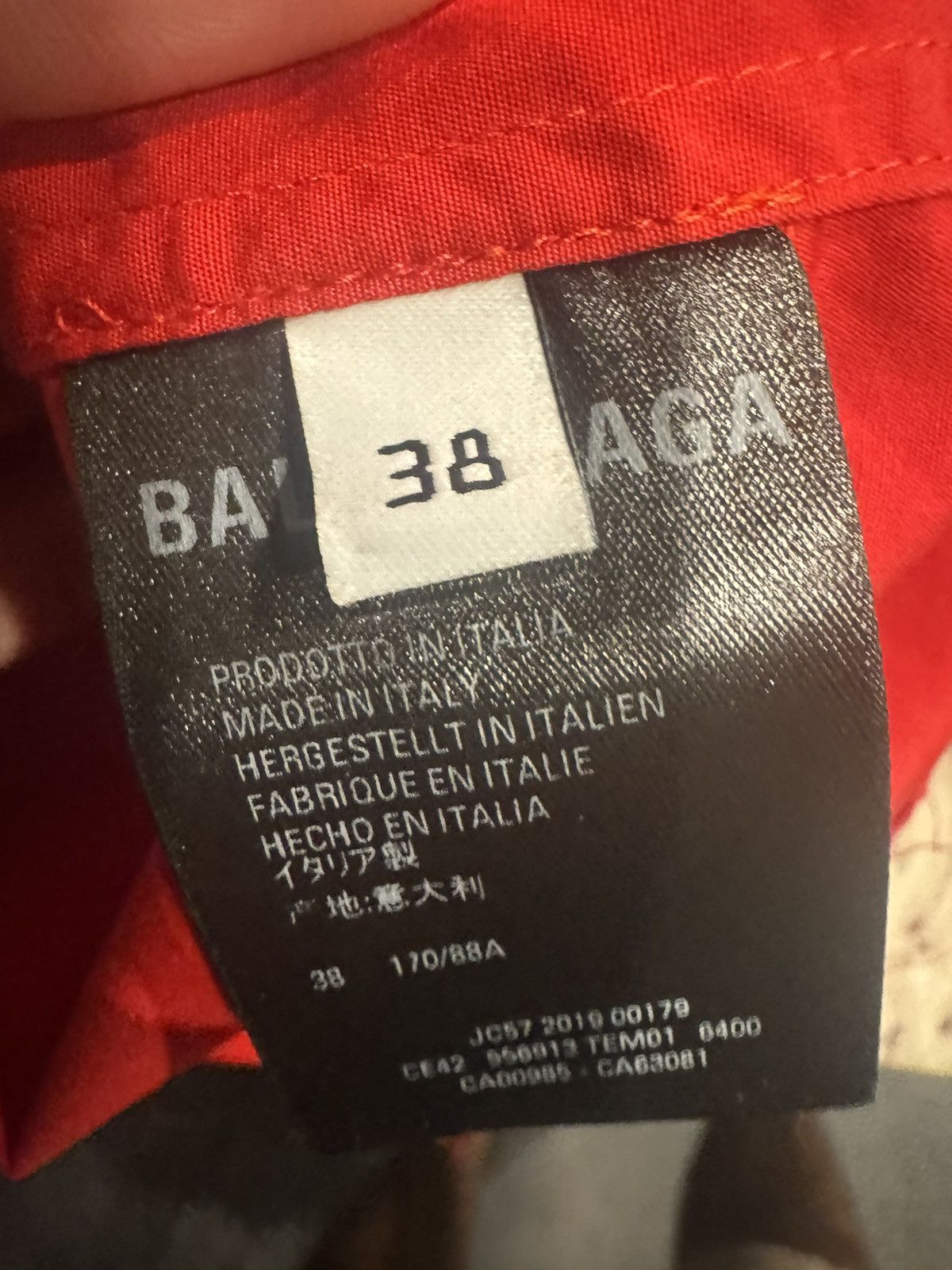 Balenciaga BALENCIAGA Back Logo Button Up Shirt Red Size US M / EU 48-50 / 2 - 8 Thumbnail