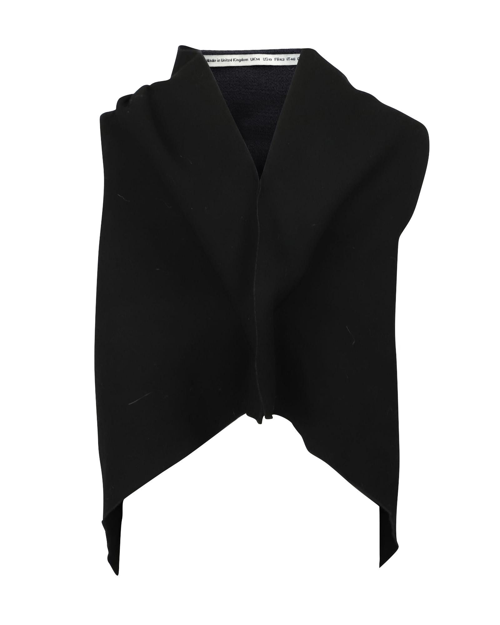 image of Roland Mouret Draped Sleeveless Wool Top With Box Silhouette in Black, Women's (Size Medium)