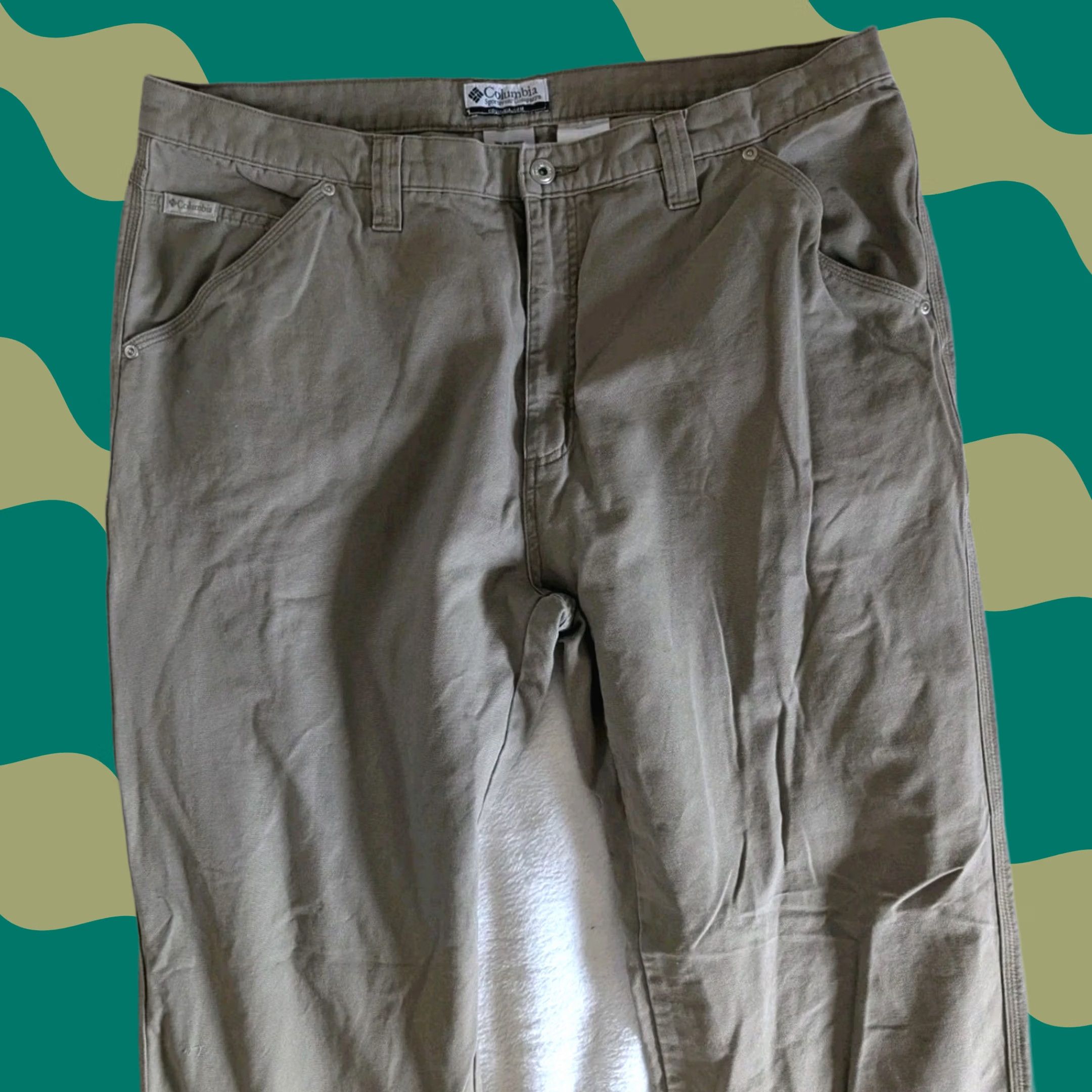 Vintage Columbia Pants Men Sz 40 Tan Carpenter Wide Leg Work Wear Hammer Loop Straight Inseam 30 Brown Front Flat Front Regular Mens Size US 40 / EU 56 - 1 Thumbnail