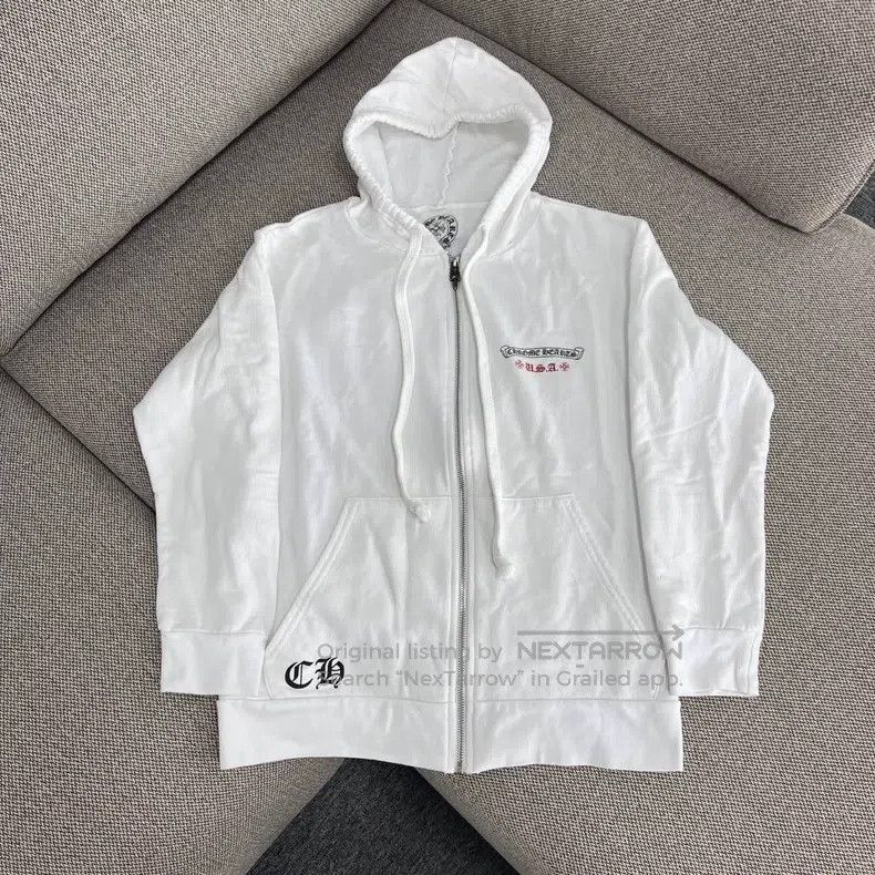 Chrome Hearts CHROME HEARTS Size M White scroll flag printed zipper hoode Size US M / EU 48-50 / 2 - 1 Thumbnail