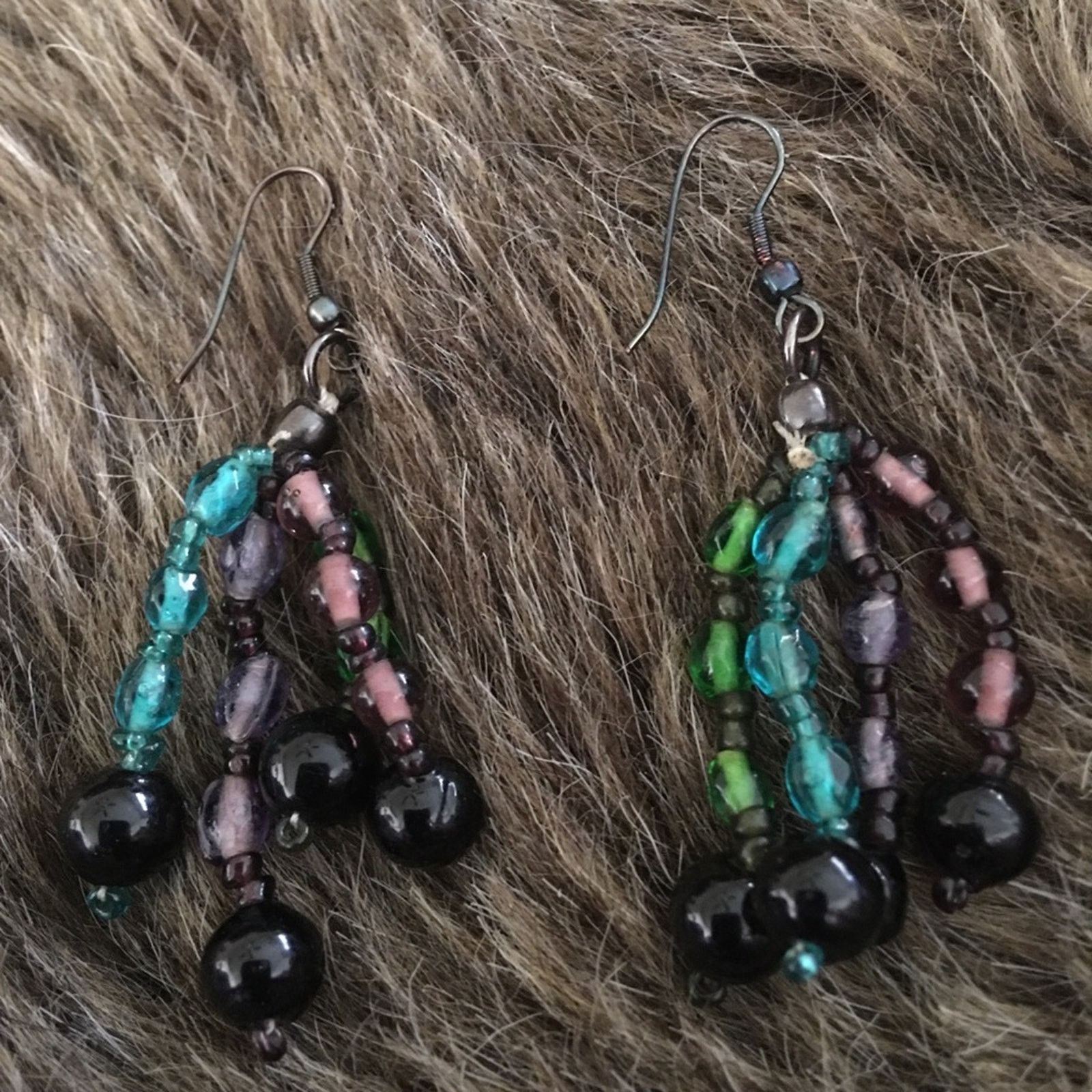 Jewelry Glass bead & seed bead dangle fish hook earrings Size ONE SIZE - 2 Thumbnail