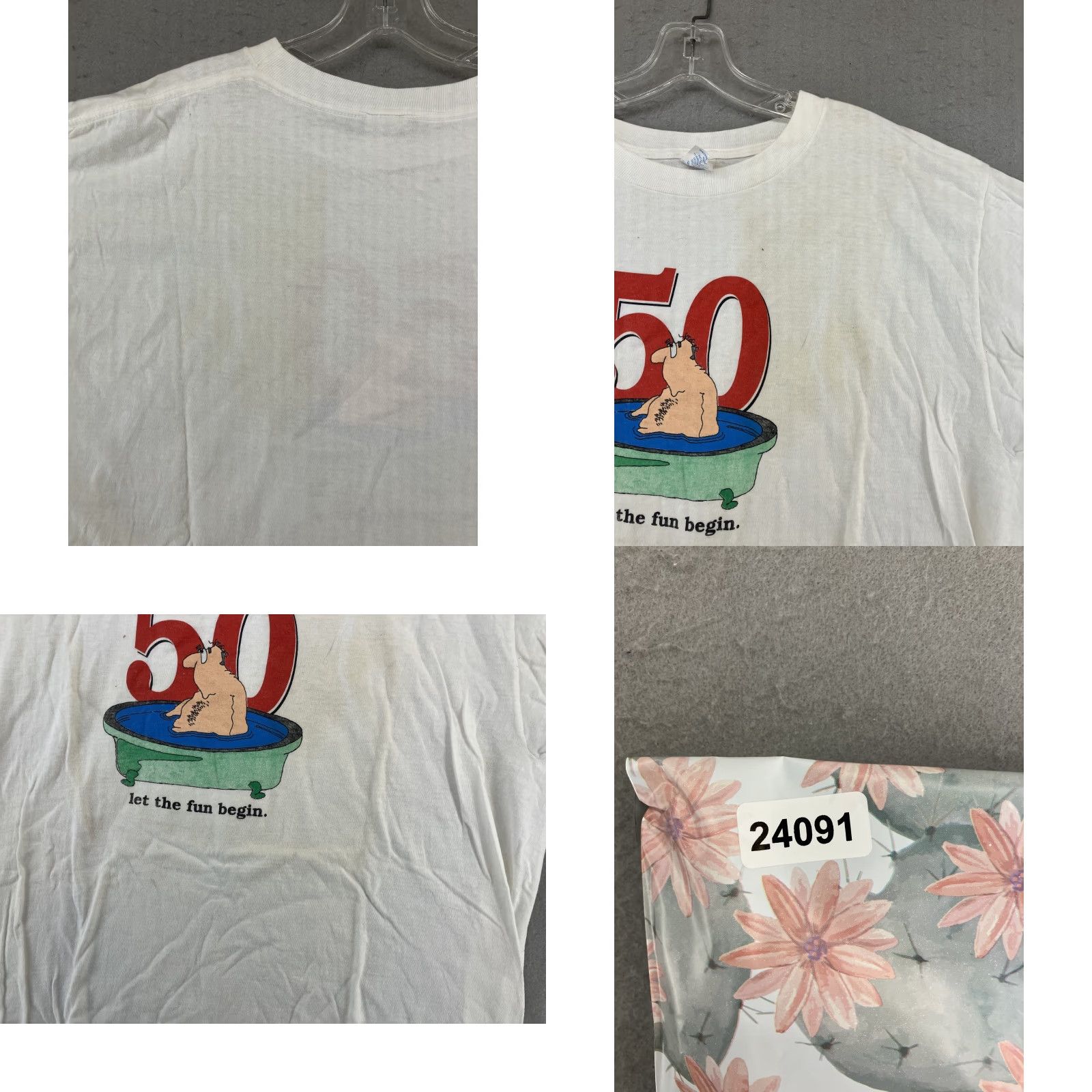 Vintage Short Hills Tee Shirt Adult XL 50th Birthday Graphic Let The Fun Begin White Size US XL / EU 56 / 4 - 8 Thumbnail