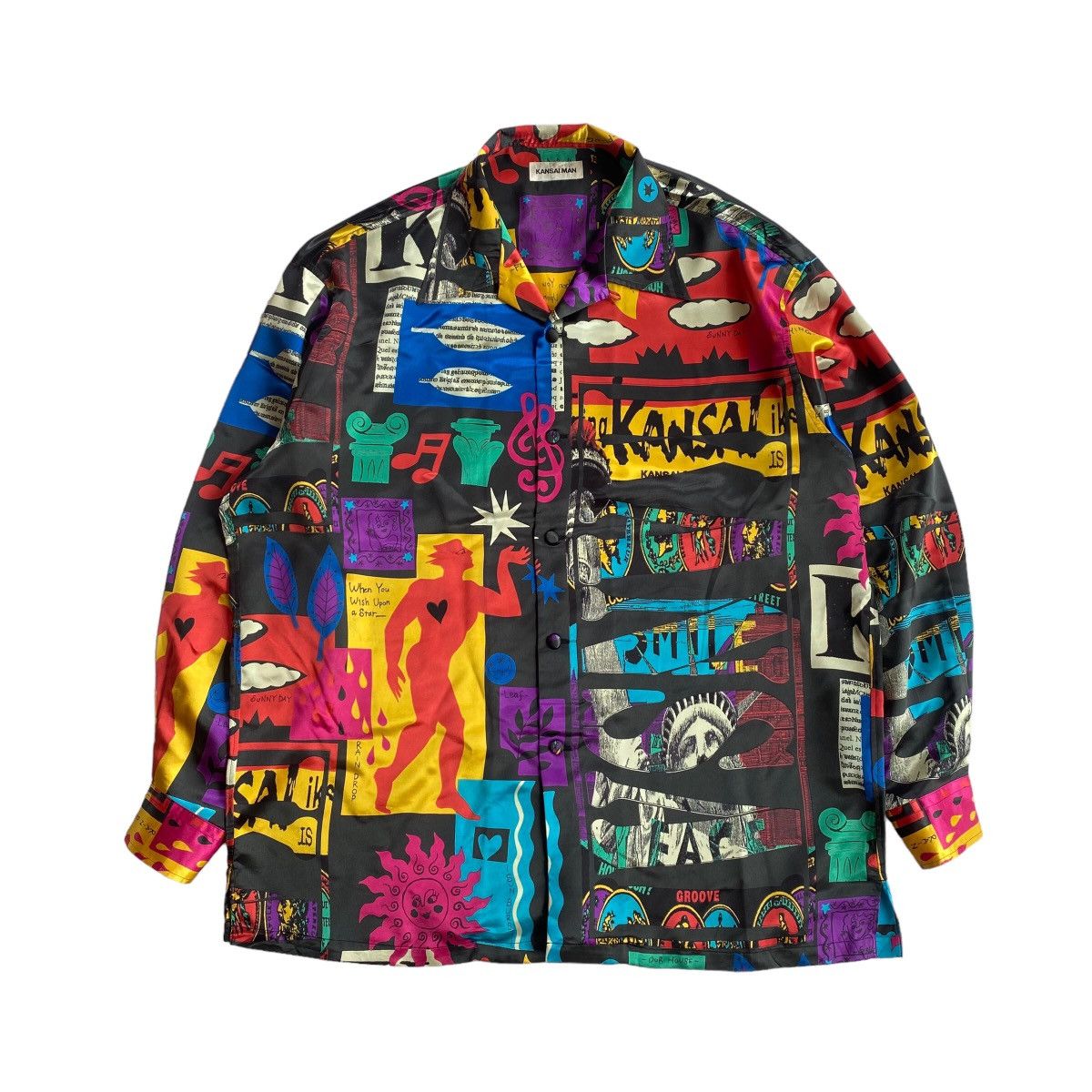 Kansai Yamamoto Rare Vintage 90s Kansai Man Allover Print Silk Shirt Size US L / EU 52-54 / 3 - 1 Thumbnail