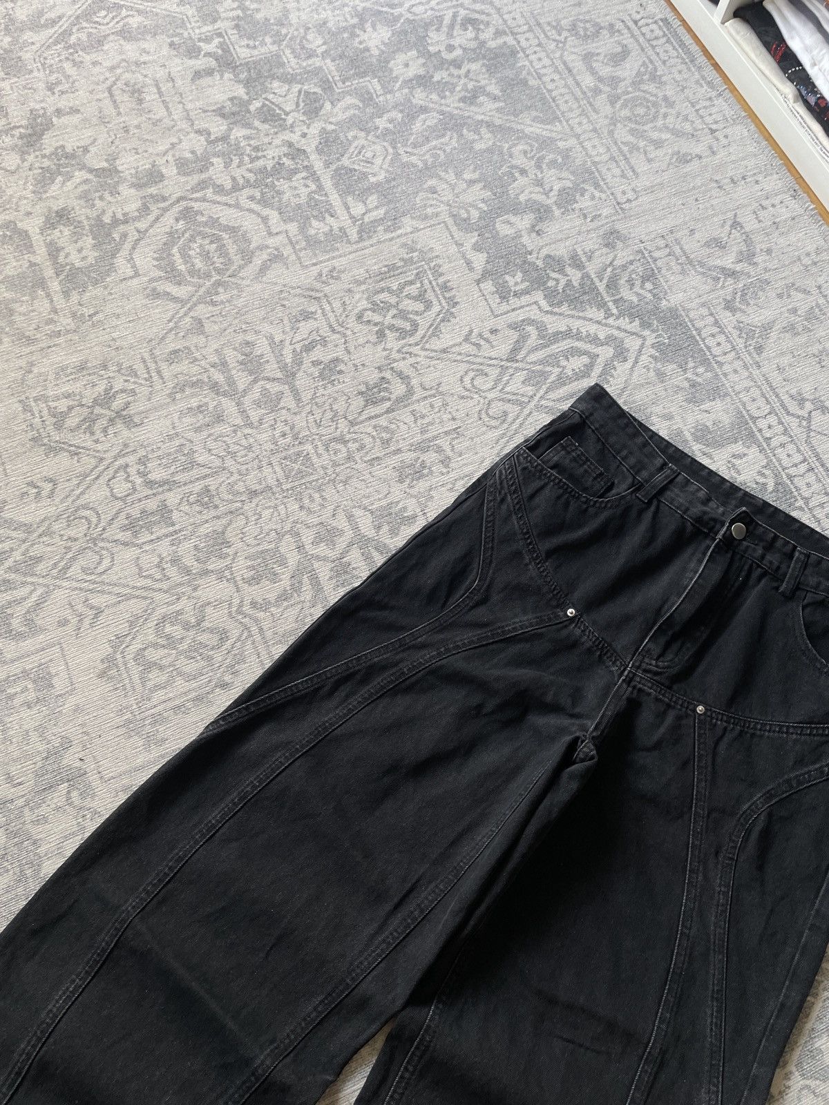 Japanese Brand × Vintage Vintage Baggy Wide Jeans Washed Faded Denim Flared Hype Y2K Size US 32 / EU 48 - 4 Thumbnail
