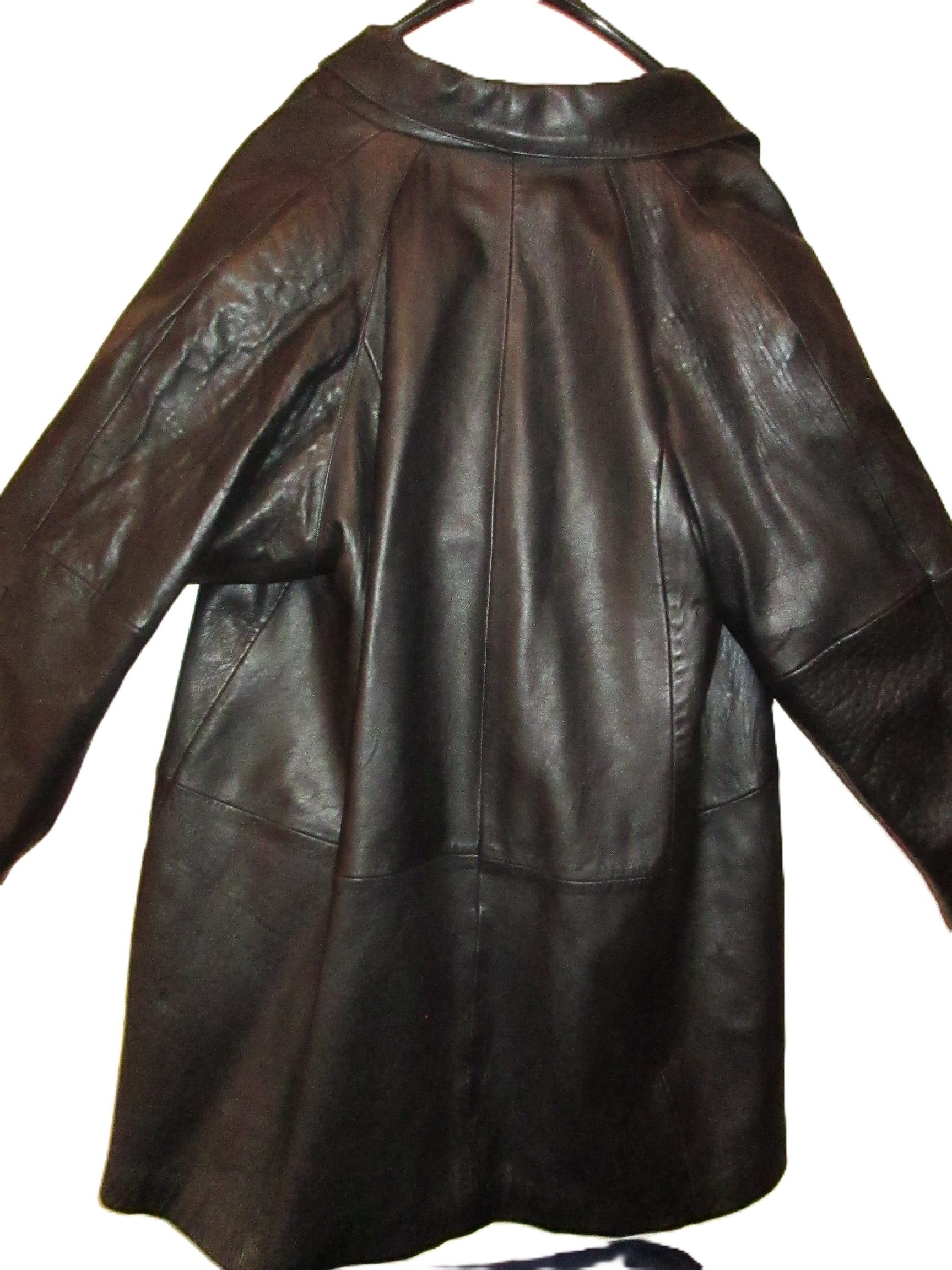 Other Brandon Thomas Black Leather A-Line Jacket/Coat Size XL / US 12-14 / IT 48-50 - 2 Thumbnail