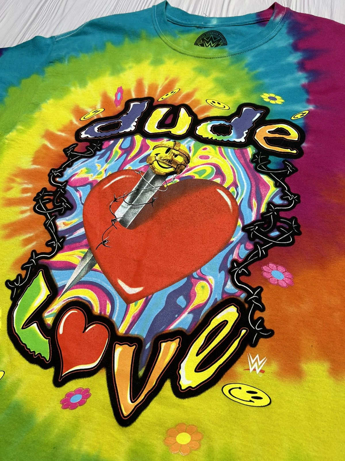 WWE Rare WWE “Dude Love” Tie Dye Style T-Shirt Size US L / EU 52-54 / 3 - 5 Thumbnail