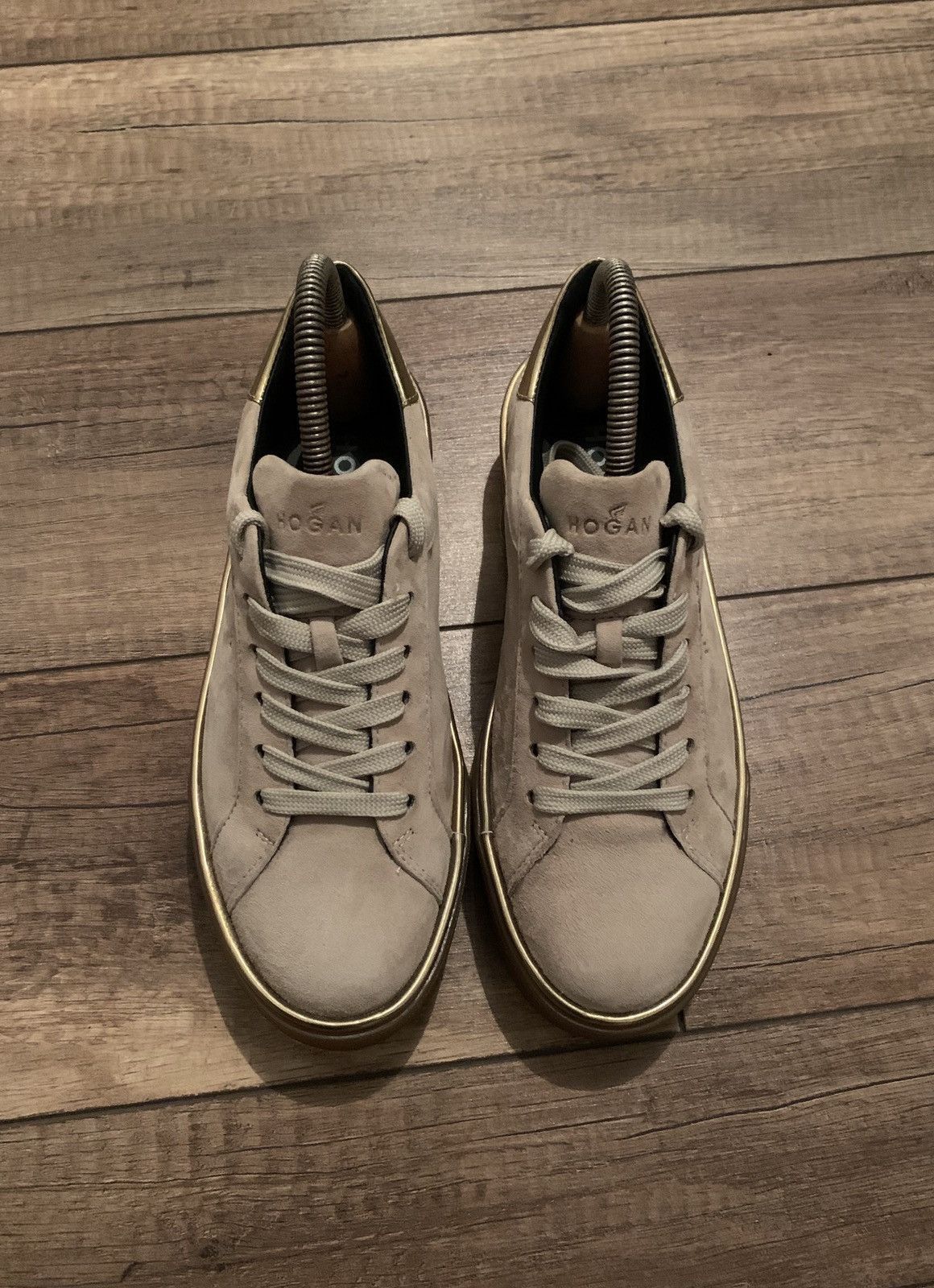 Hogan Hogan Women’s Low Top Suede Gold Beige Sneakers Shoes Size US 7 / IT 37 - 3 Thumbnail