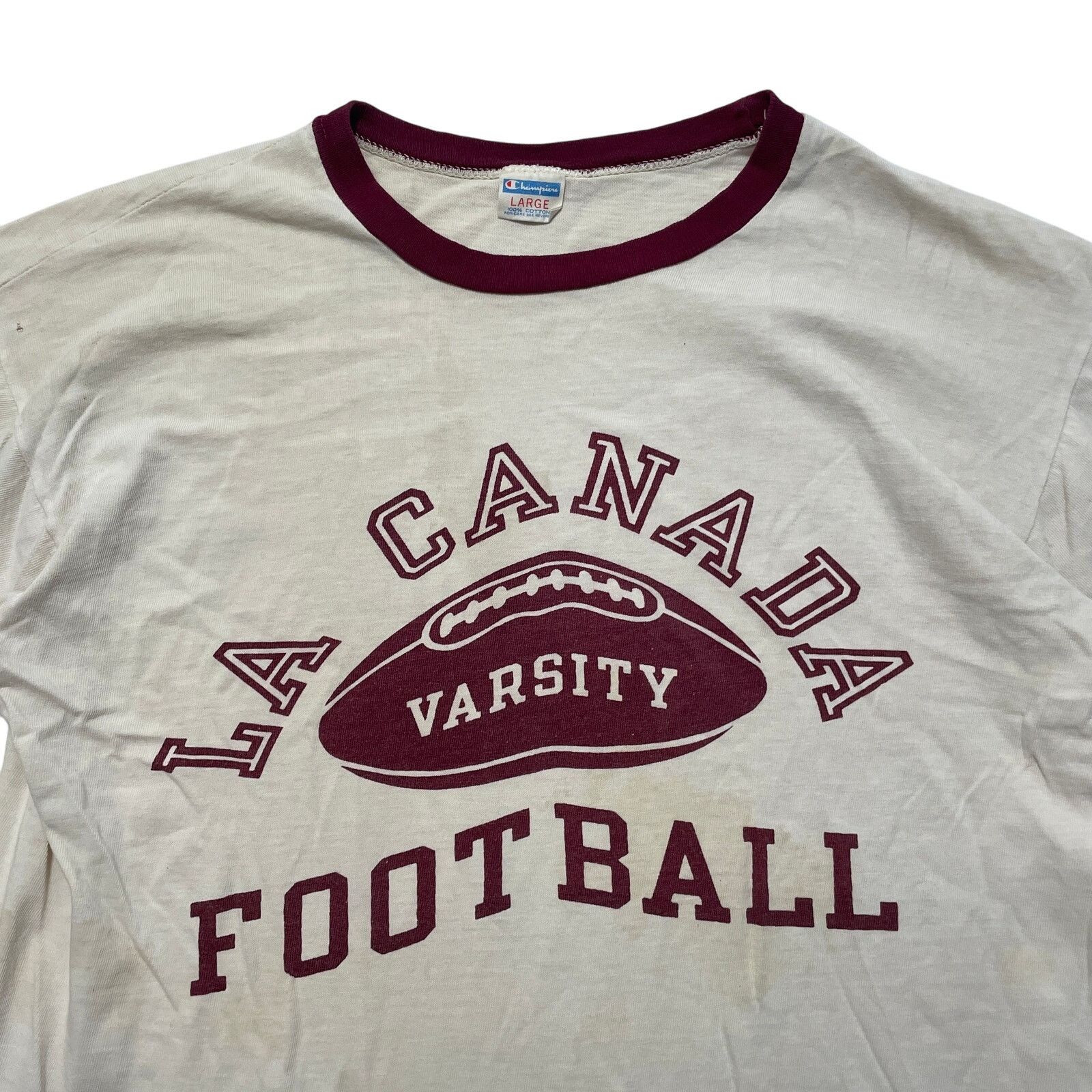 Champion VTG 70's Champion La Canada Football White Ringer T-Shirt L Size US L / EU 52-54 / 3 - 2 Thumbnail