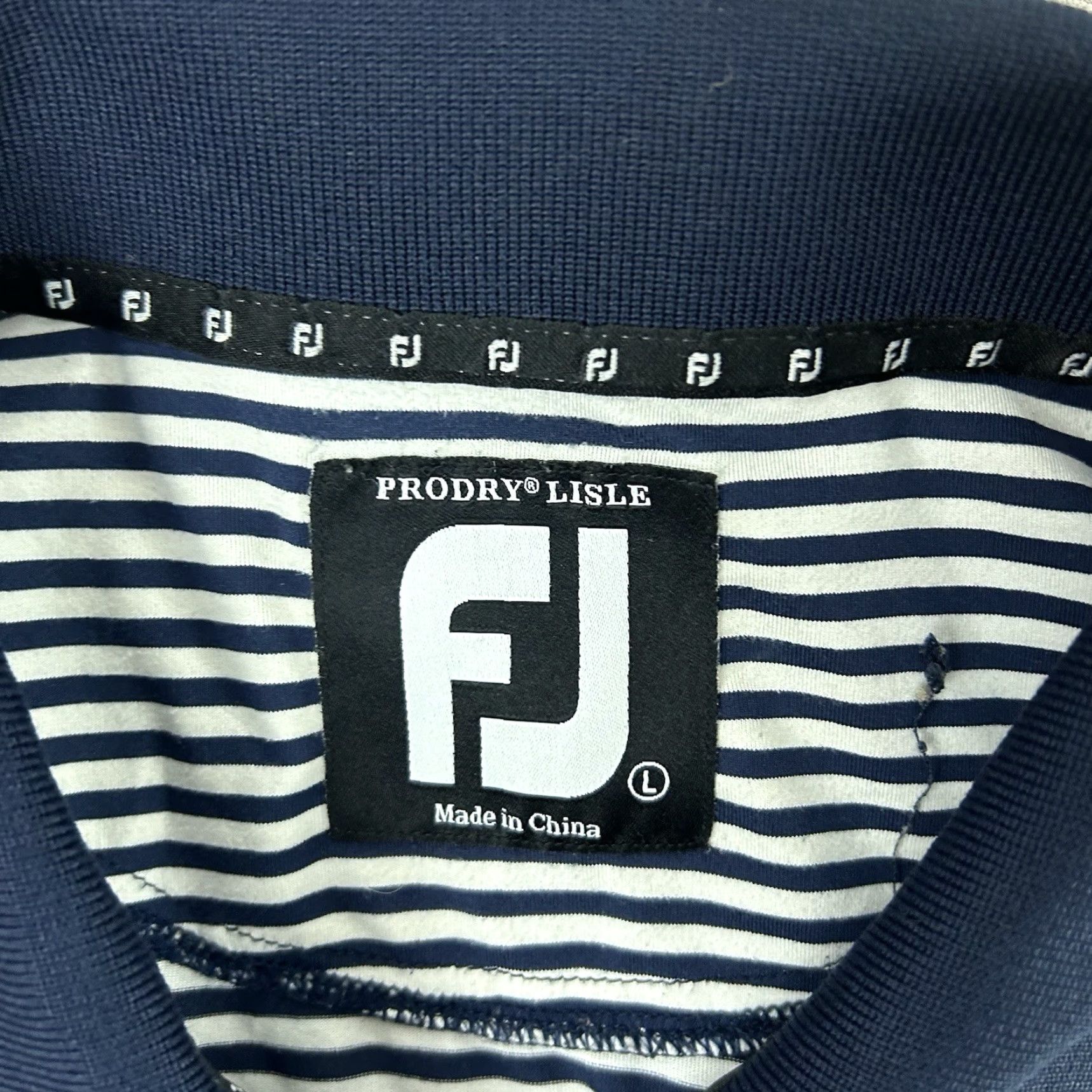 Footjoy Footjoy Polo Shirt Large Blue White ProDry Performance Lisle Golf Stain Size US L / EU 52-54 / 3 - 4 Thumbnail