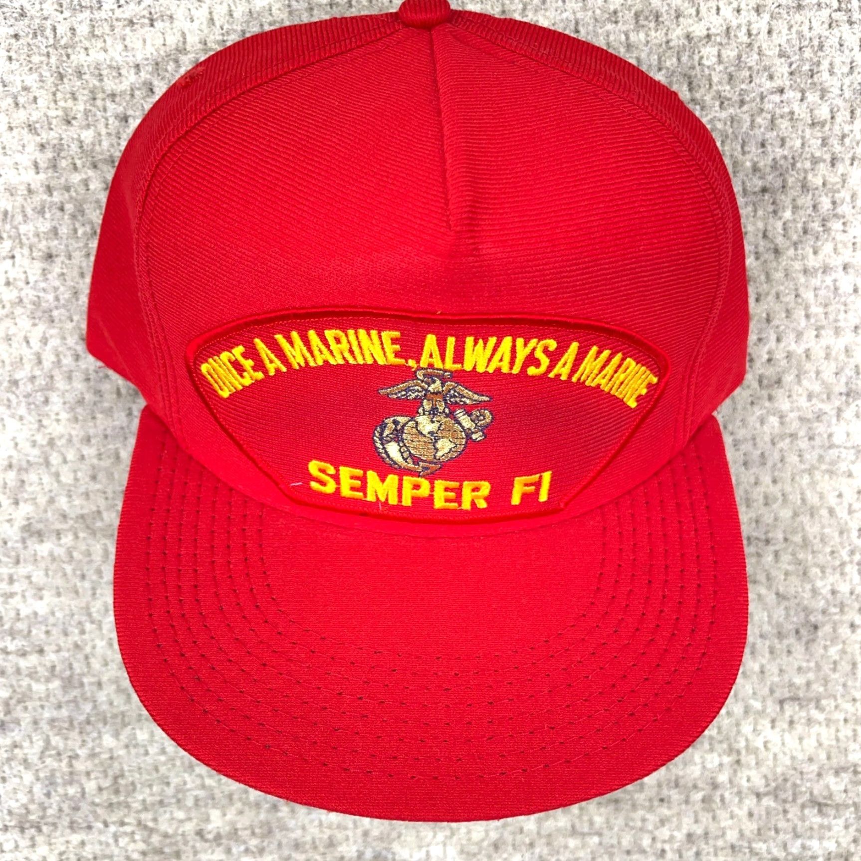 Vintage VINTAGE United States Marine Corps Hat Cap Snapback USA USMC Semper Fi Veteran Red Cotton/Poly Knit Logo Adjustable Snapback Mens 90s Retro USMC Hat Size ONE SIZE - 3 Thumbnail