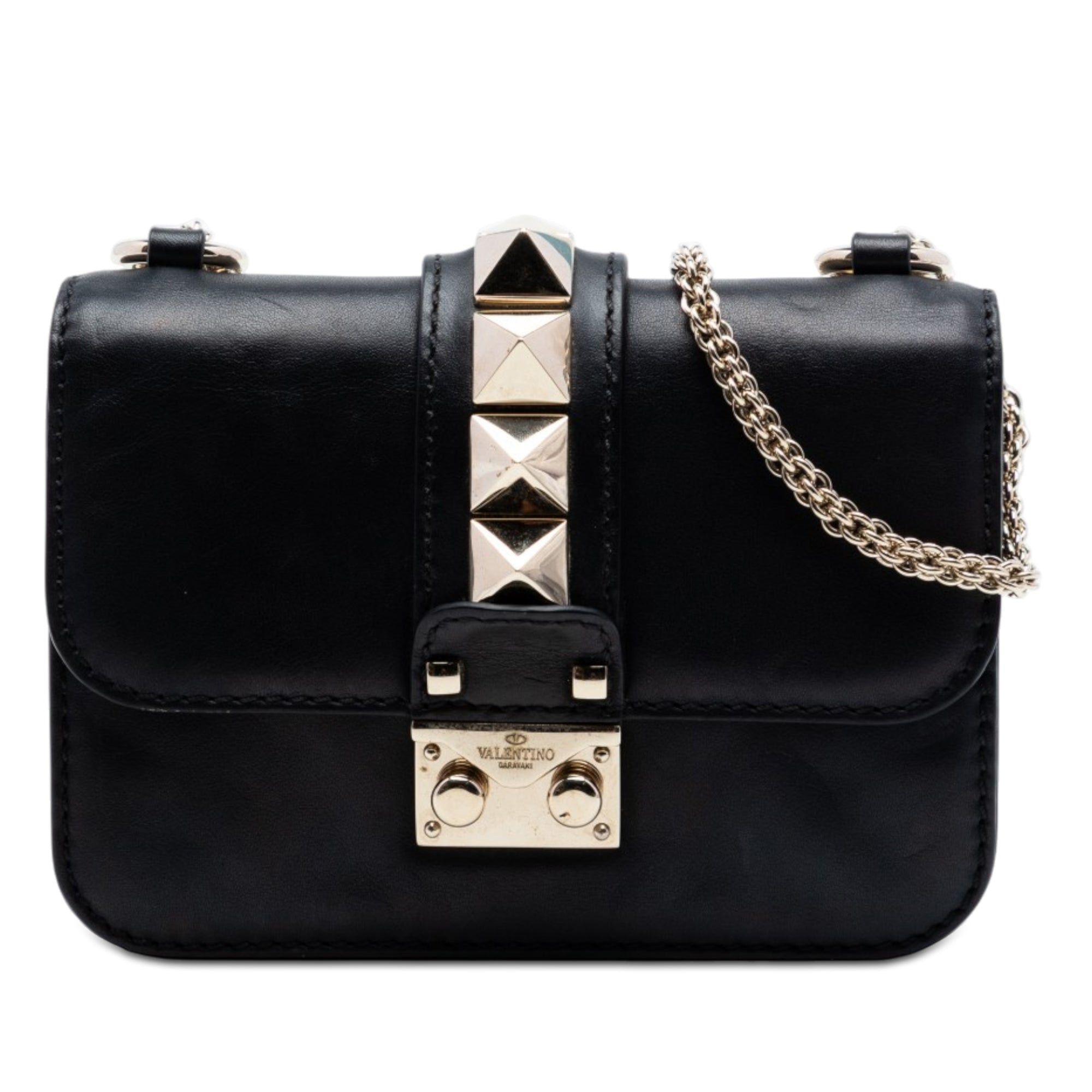 Valentino Mini Leather Rockstud Glam Lock Crossbody Size ONE SIZE - 1 Thumbnail