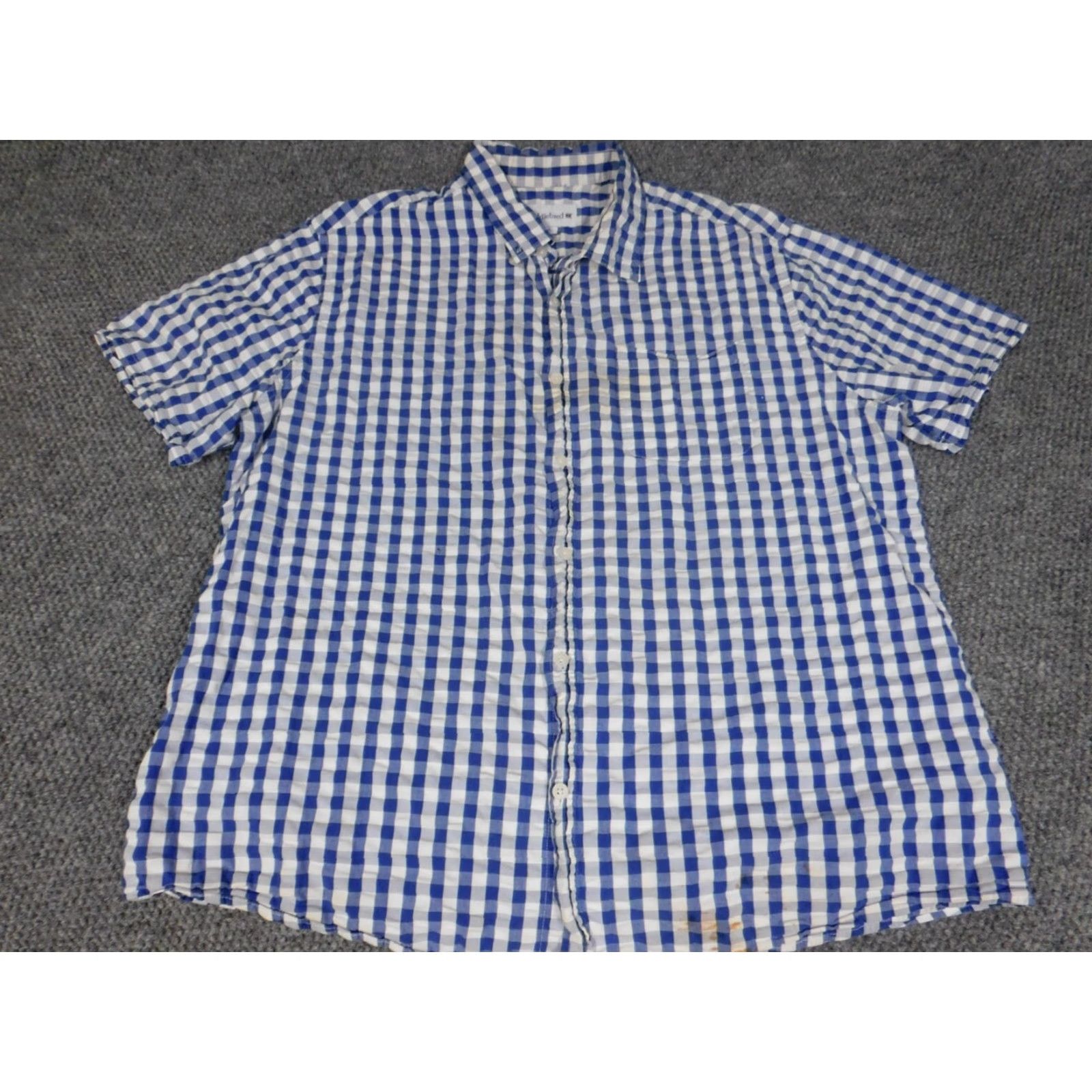 Vintage Saddlebred Shirt Button-Up Plaid Blue 2XL Mens Short Sleeve Collared Button Down Cotton Knit Size US XXL / EU 58 / 5 - 2 Thumbnail