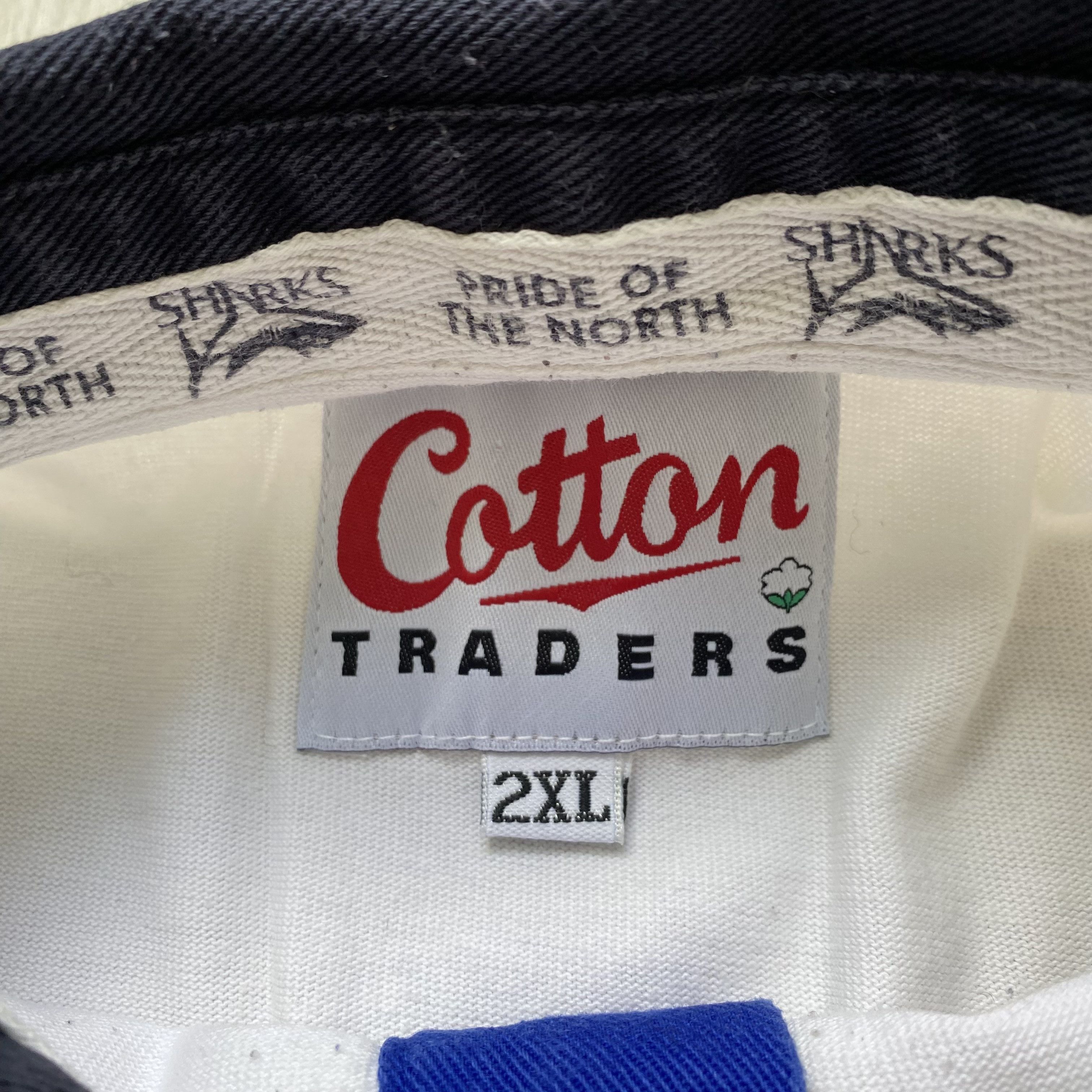 Cotton Traders 🦈 Vintage 90s Sale Sharks AMD jersey Rugby Shirt Heavy Size US XXL / EU 58 / 5 - 8 Thumbnail