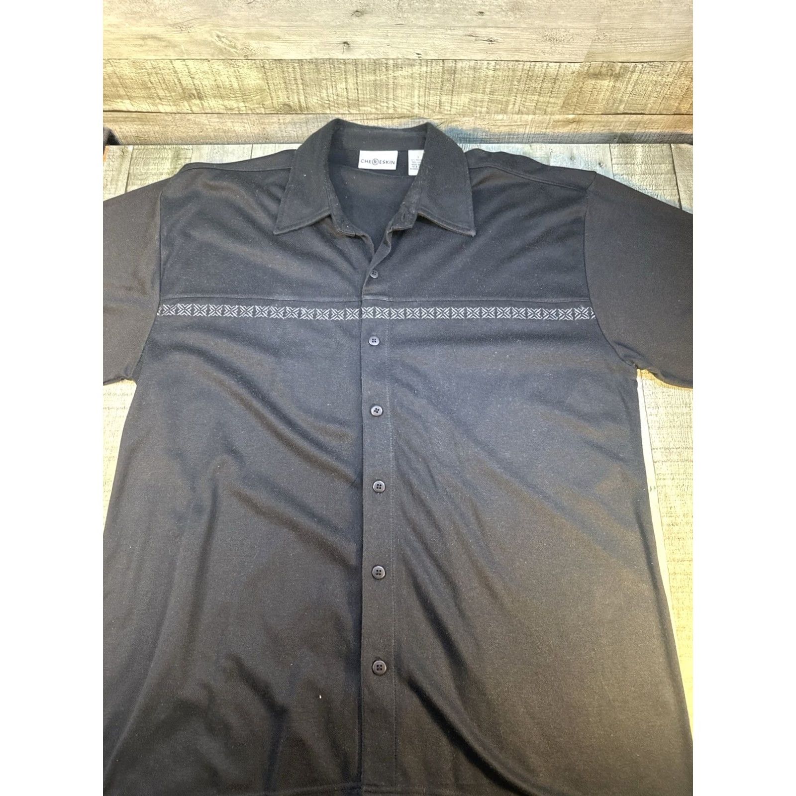 Etro Cherskin Black Button-Up Shirt L Short Sleeve Geometric Stripe Retro Casual Mens Size US L / EU 52-54 / 3 - 2 Thumbnail