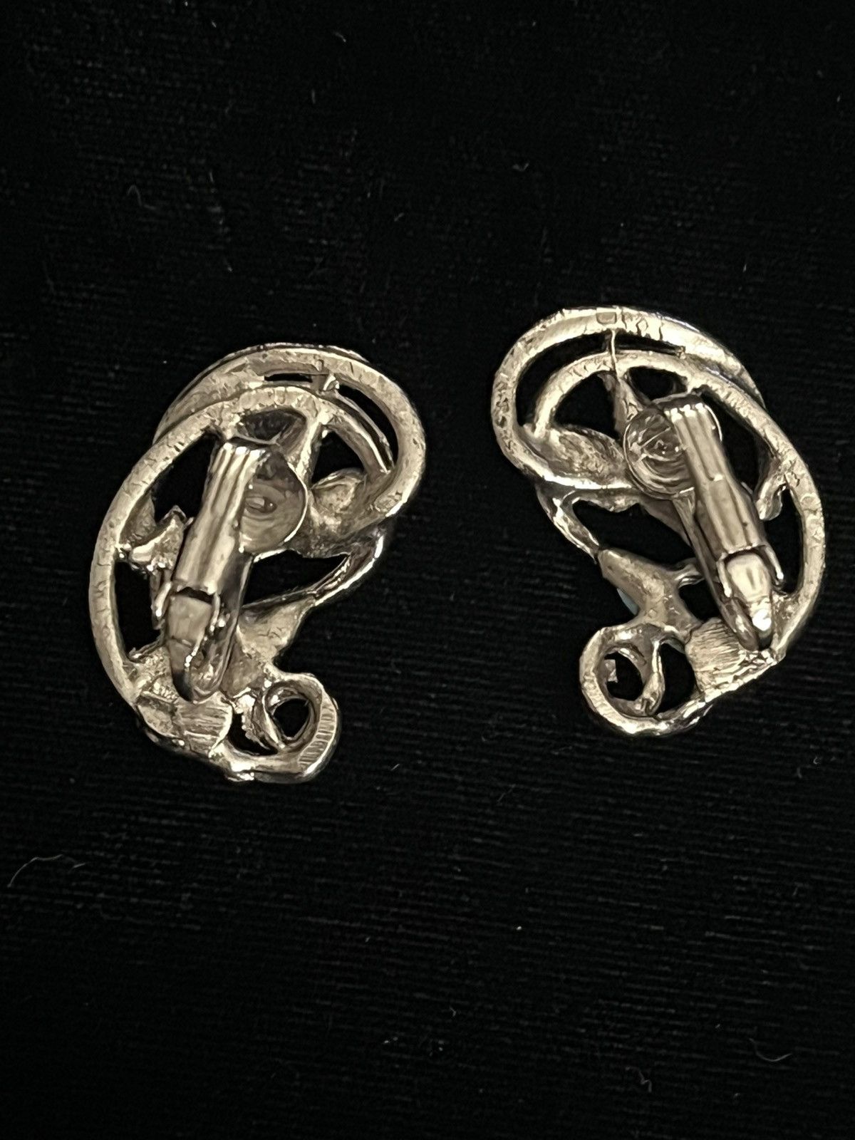 Other Vintage 60s Faux Turquoise Silver Swirl Clip On Earrings Size ONE SIZE - 4 Thumbnail