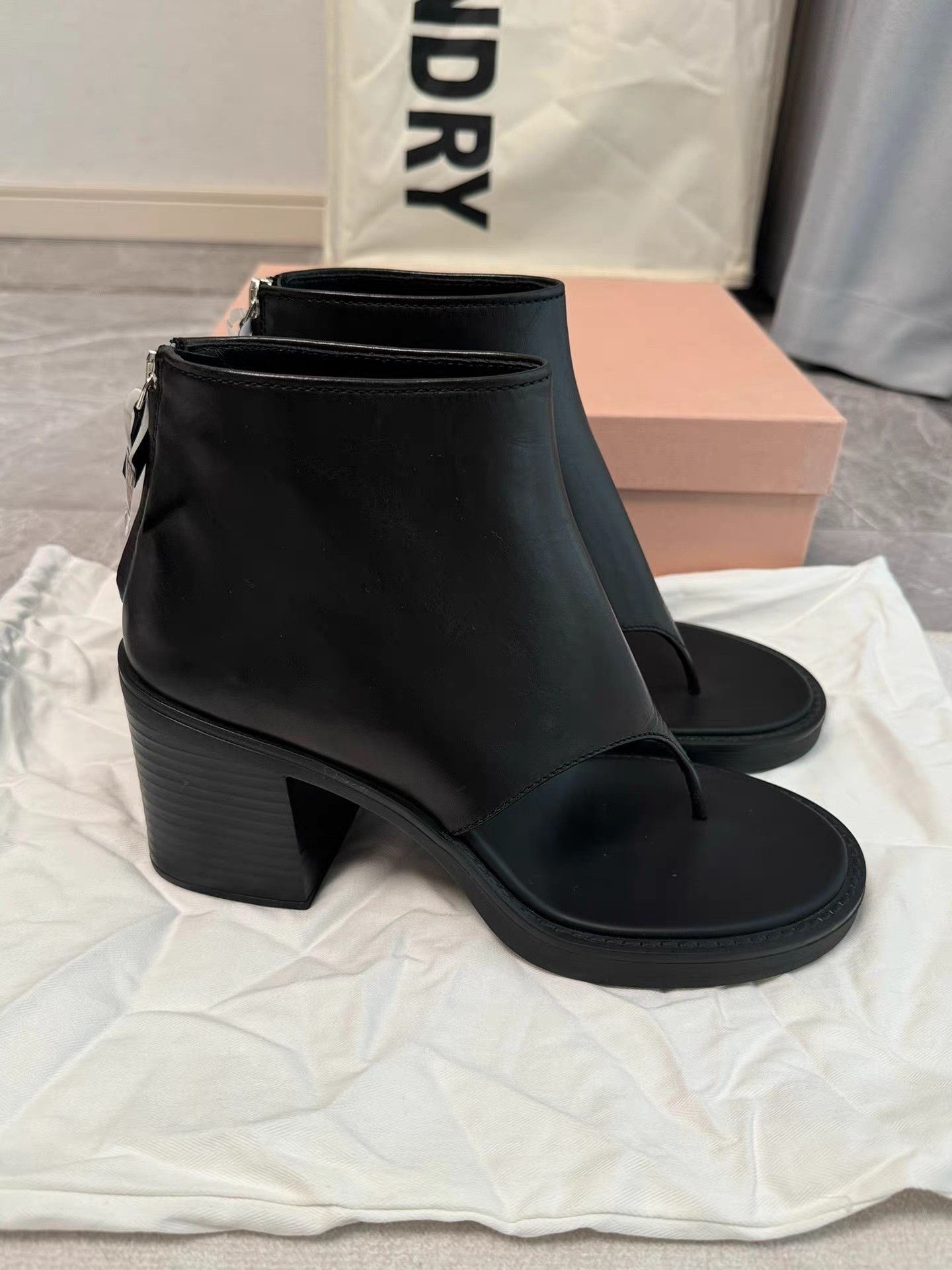 Miu Miu Miu Miu Square Heel Thong High Heel Wedge Slides K6 Size US 8.5 / IT 38.5 - 3 Thumbnail