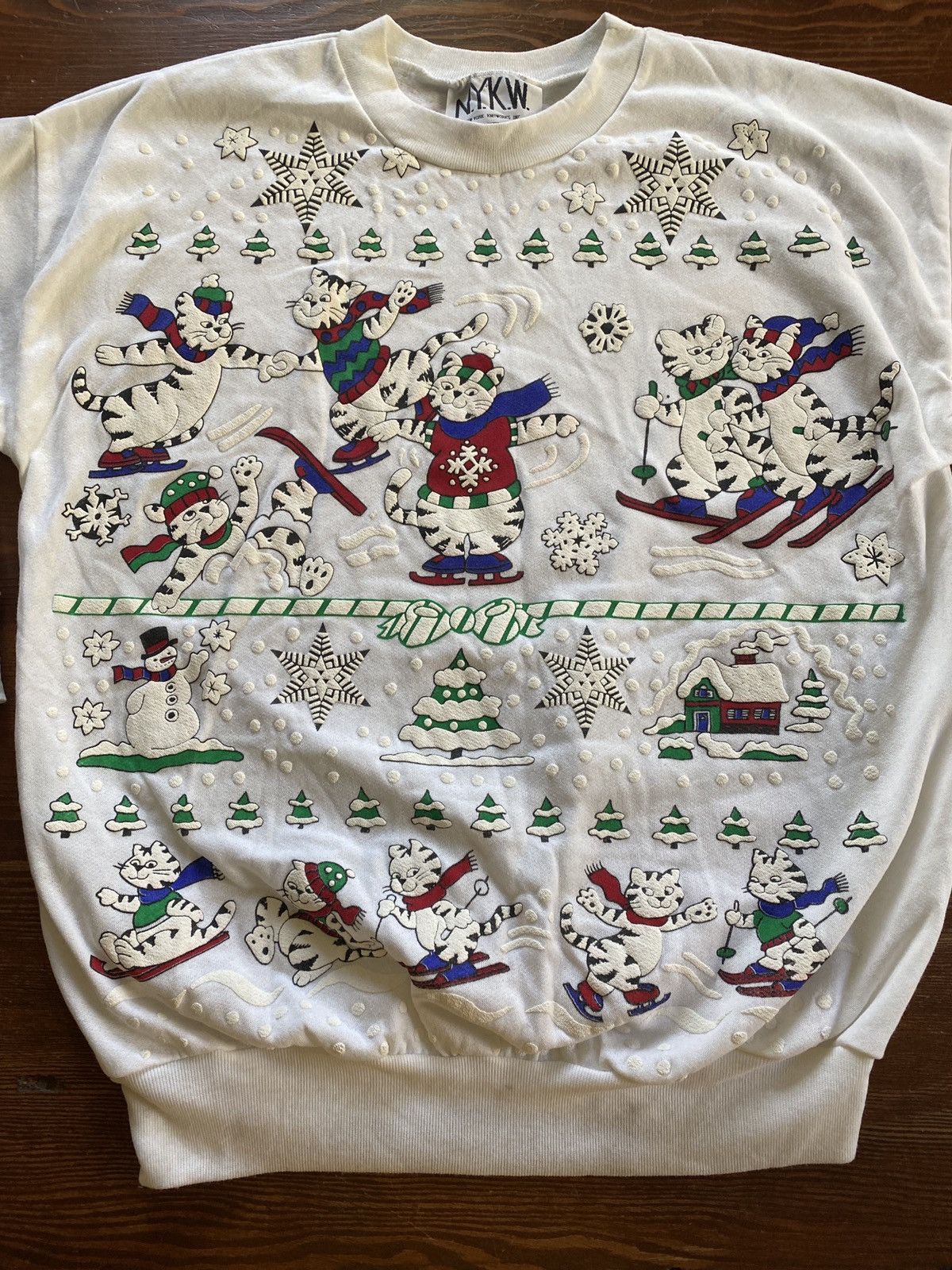Vintage Vintage 80’s Cats Winter Ski Puffy Paint Crewneck Sweatshirt Size US M / EU 48-50 / 2 - 3 Thumbnail