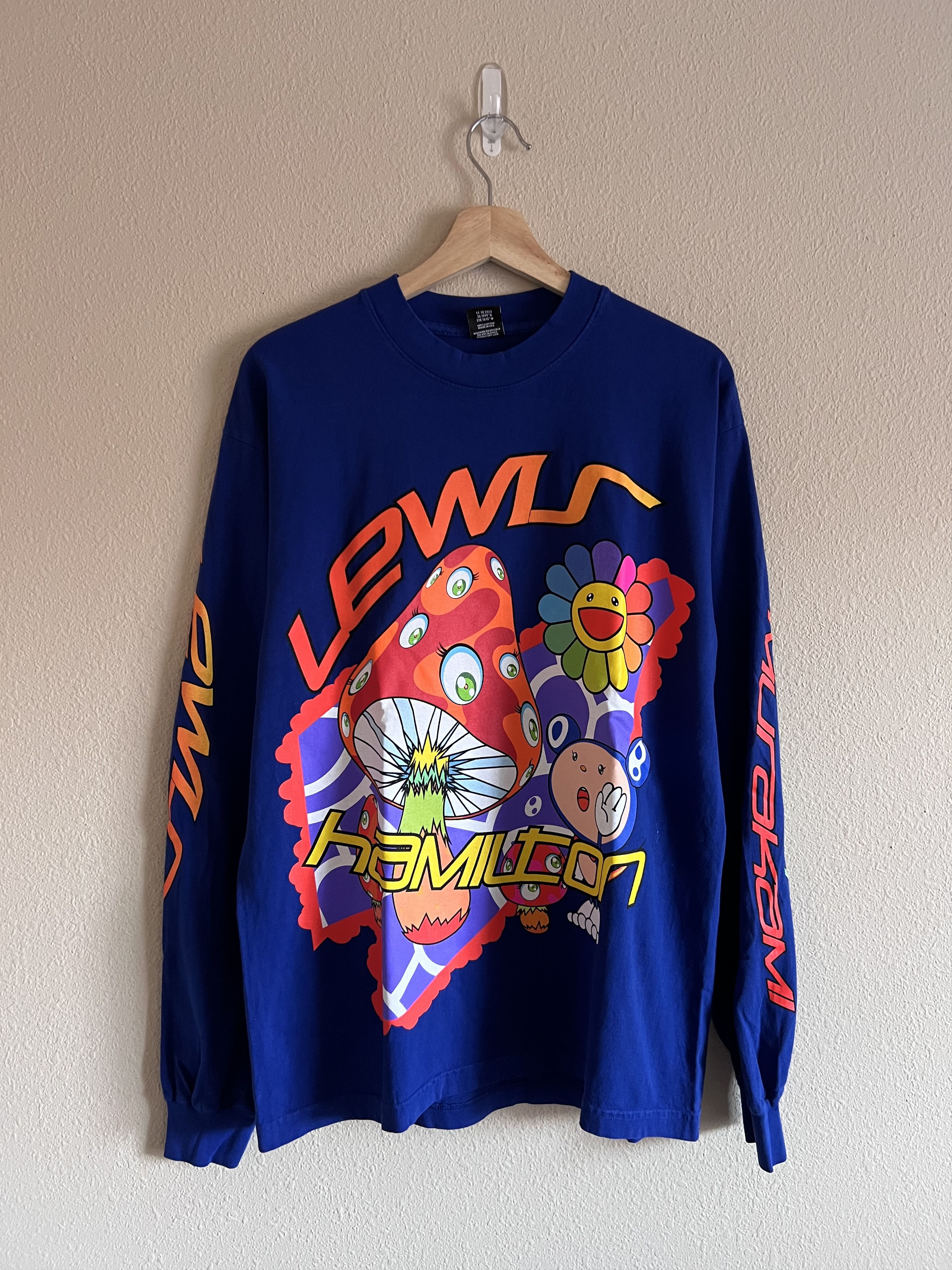 image of Takashi Murakami Lewis Hamilton Psychedelic Race Long Sleeve in Blue, Men's (Size XL)