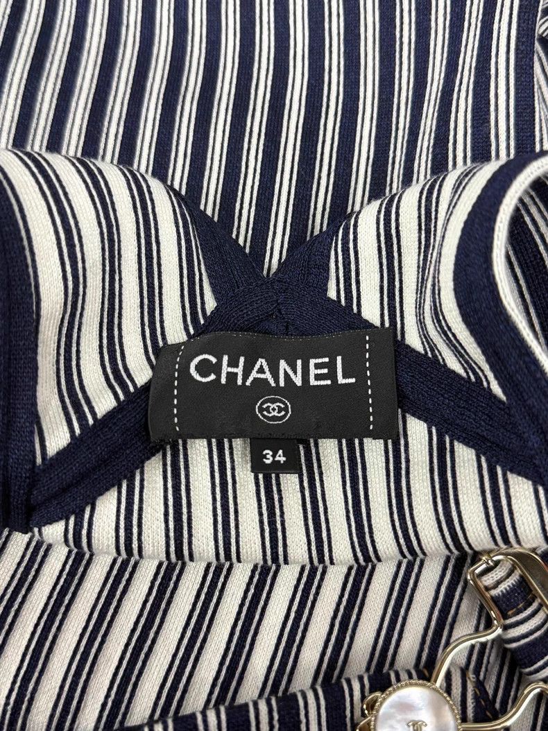 Chanel Chanel 25P vertical striped suspenders short top Size XXS / US 00 / IT 34 - 4 Thumbnail