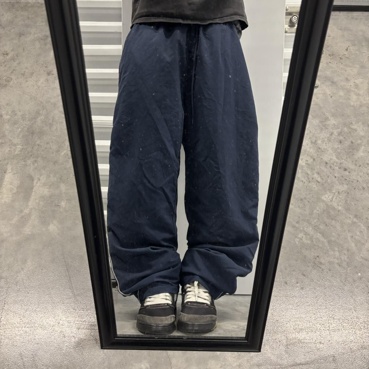 Japanese Brand × Vintage Crazy Vintage Y2K/2000s Baggy Navy Blue Striped Skater Track Pants! Size US 32 / EU 48 - 2 Thumbnail