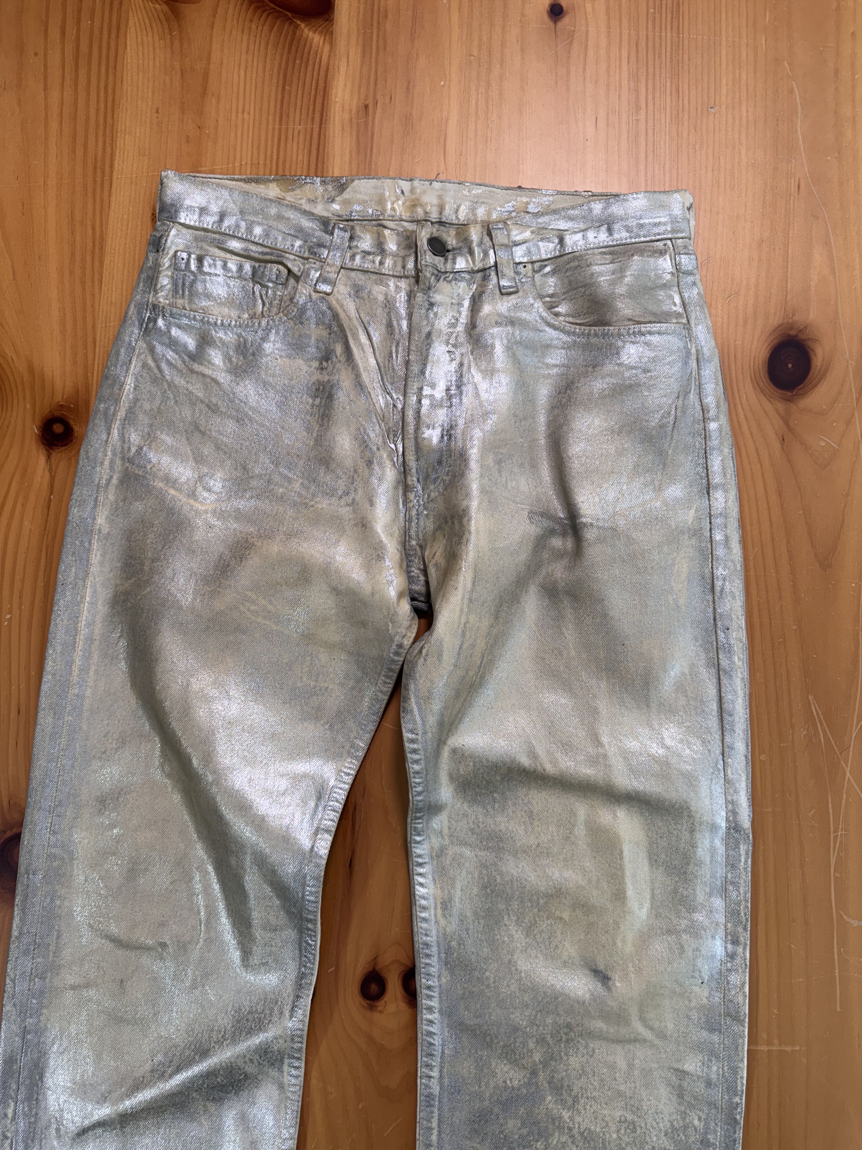 Maison Margiela Margiela ARTISANAL RARE ‘99 Silver Painted Jeans White 1999 Size US 32 / EU 48 - 3 Thumbnail
