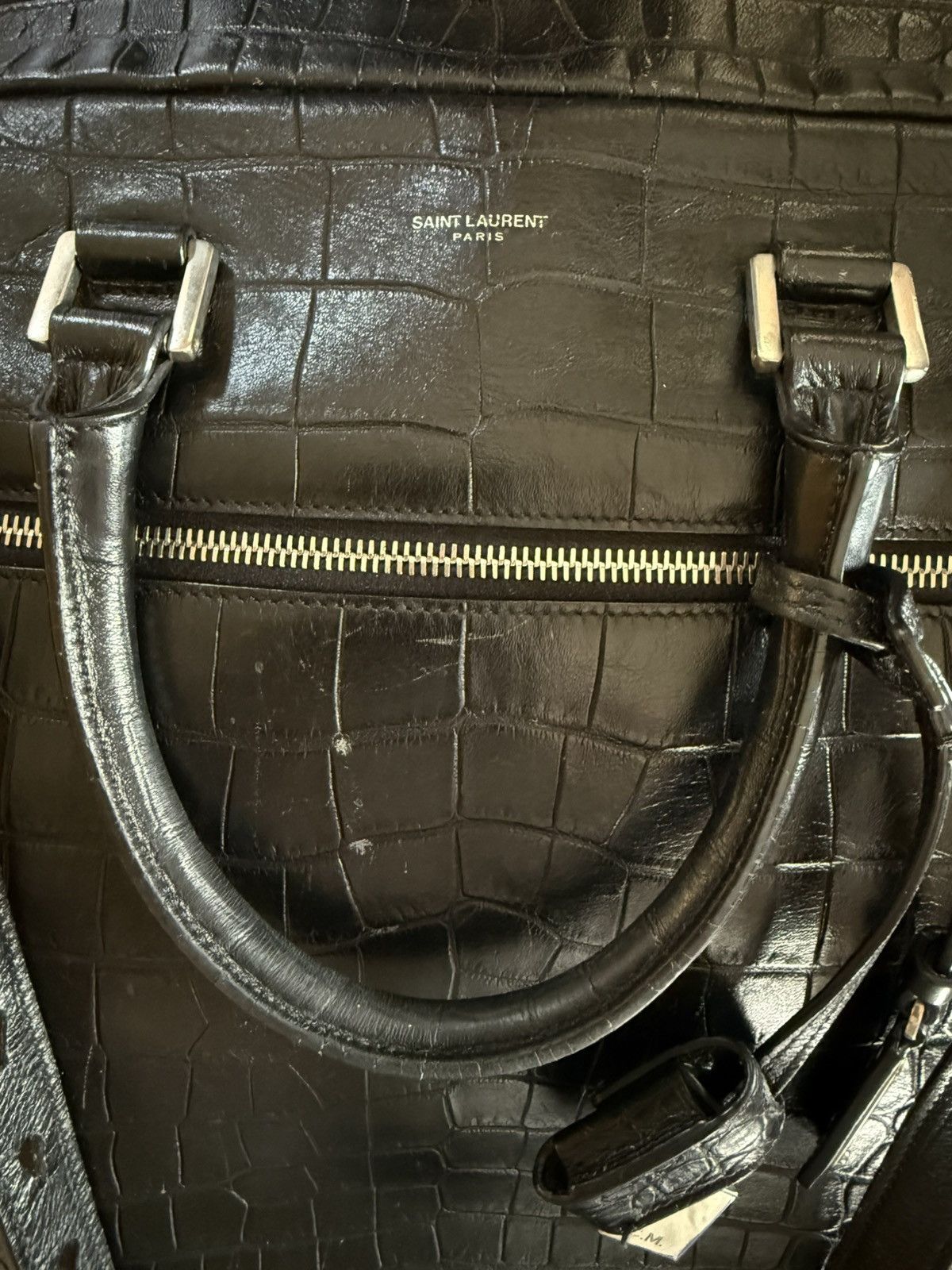 Saint Laurent Paris SLP Crocodile Embossed Sac Du Jour Large Briefcase Size ONE SIZE - 19 Thumbnail