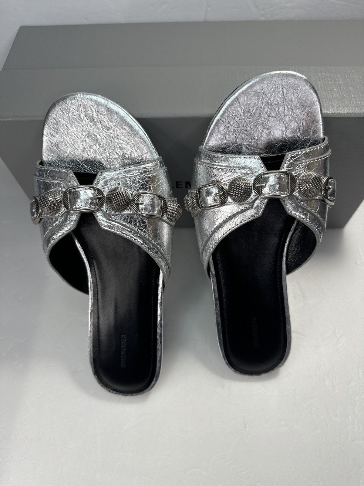 Balenciaga BALENCIAGA Cagole embellished metallic sandals Size US 7.5 / IT 37.5 - 8 Thumbnail
