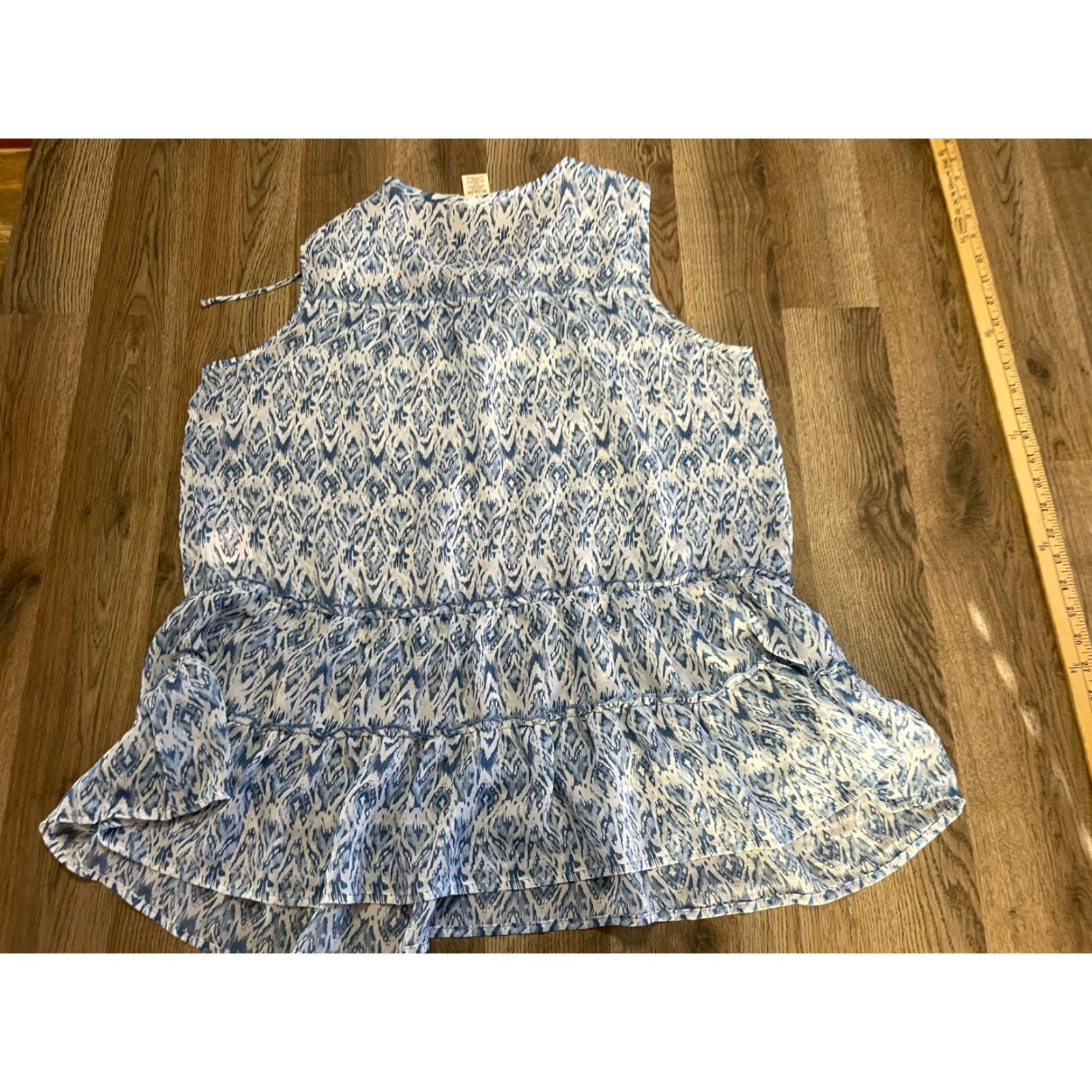 Faded Glory Faded Glory Dress Women XL Blue White Sleeveless Allover Print Casual Sundress Short Size 40" / US 18 - 2 Thumbnail